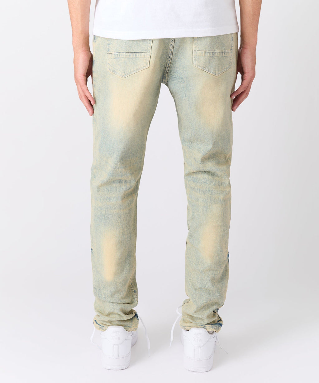 Ladder Distressed Skinny Jeans - Light Blue