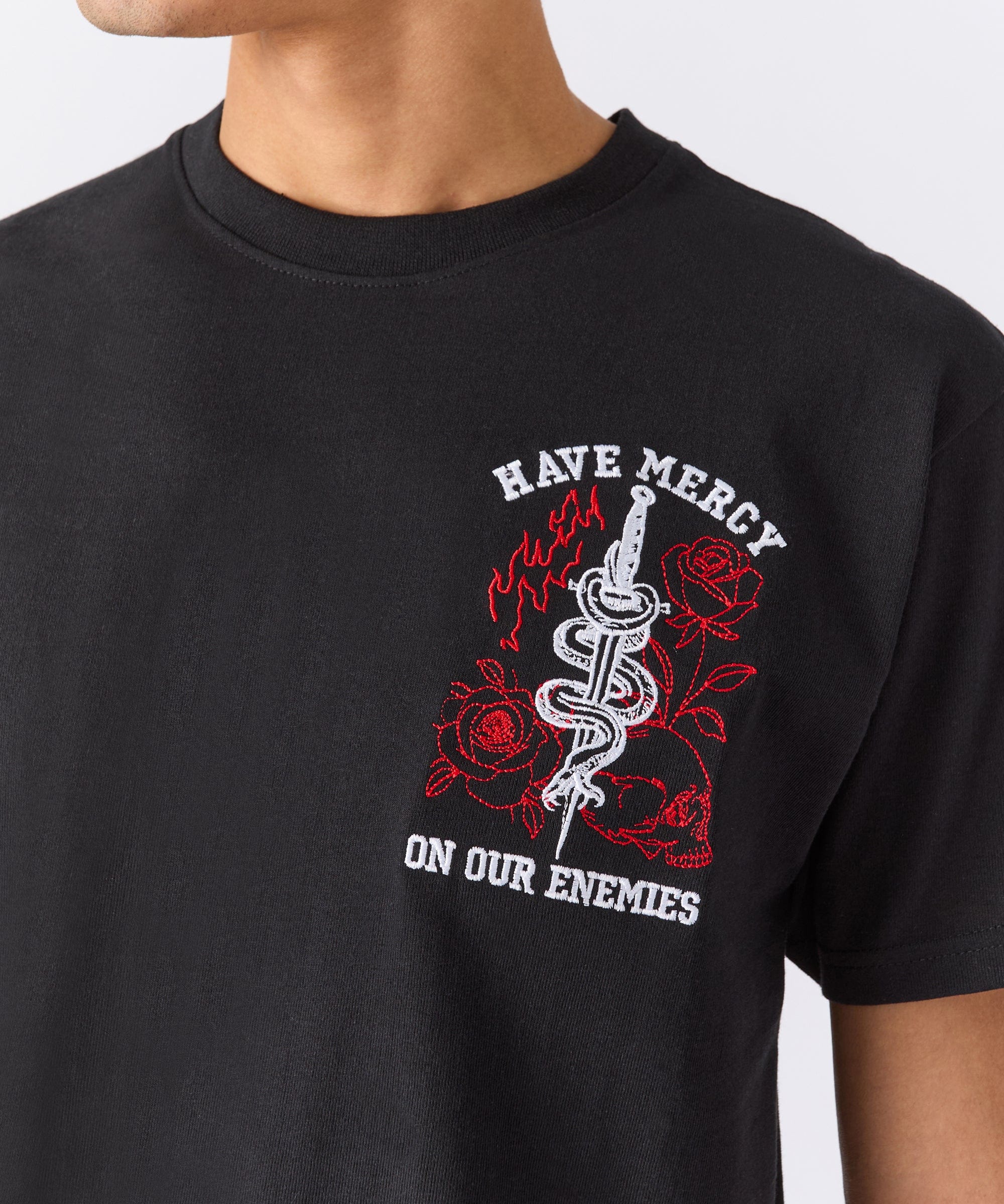 Mercy Embroidered Short Sleeve Tee - Black