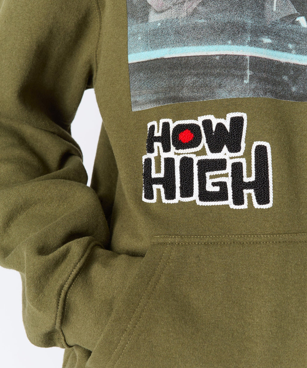 How High Study High Graphic Hoodie - Olive Green
