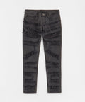 Heavy Distressed Frayed Skinny Jean - Dark Grey