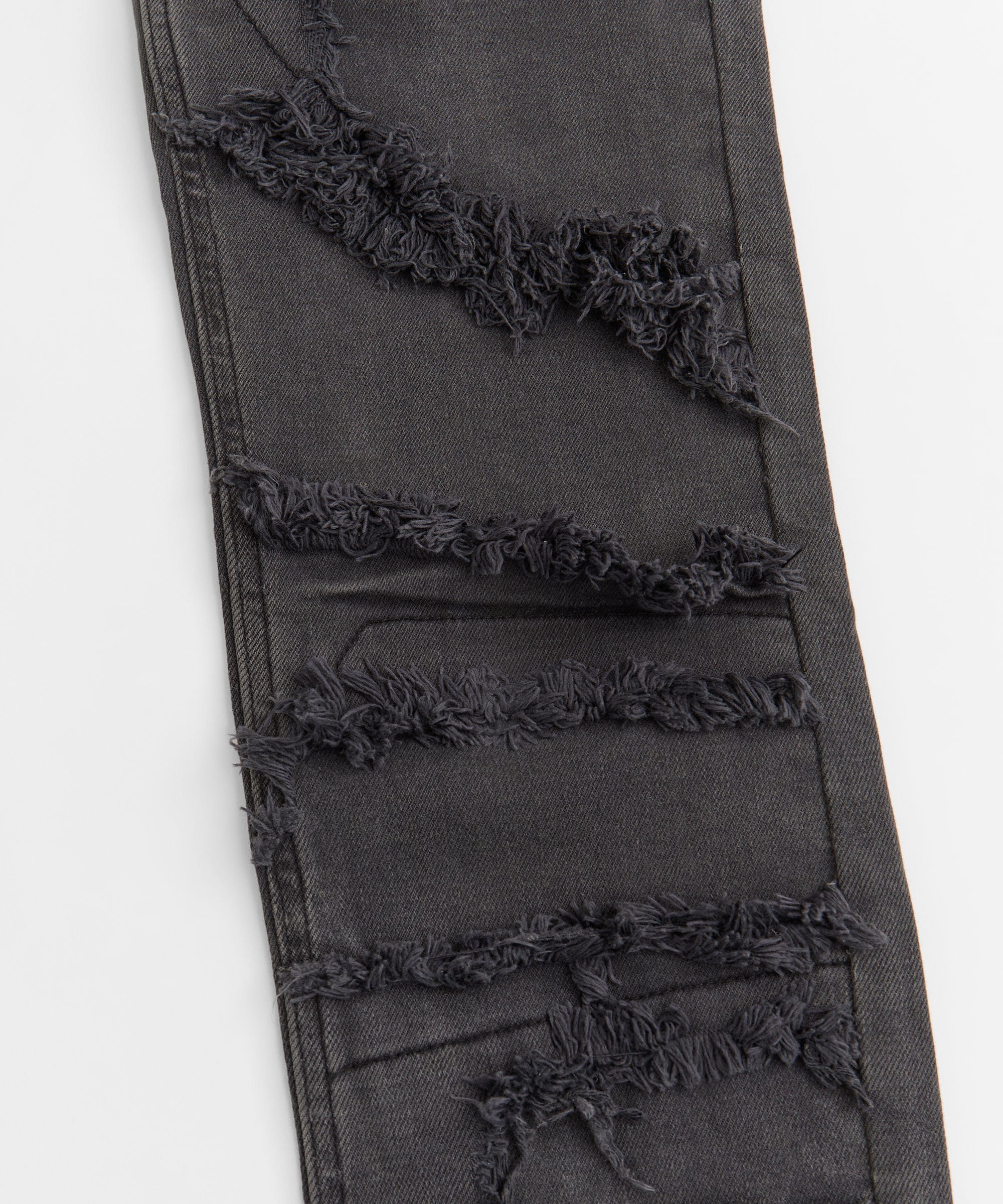 Heavy Distressed Frayed Skinny Jean - Dark Grey