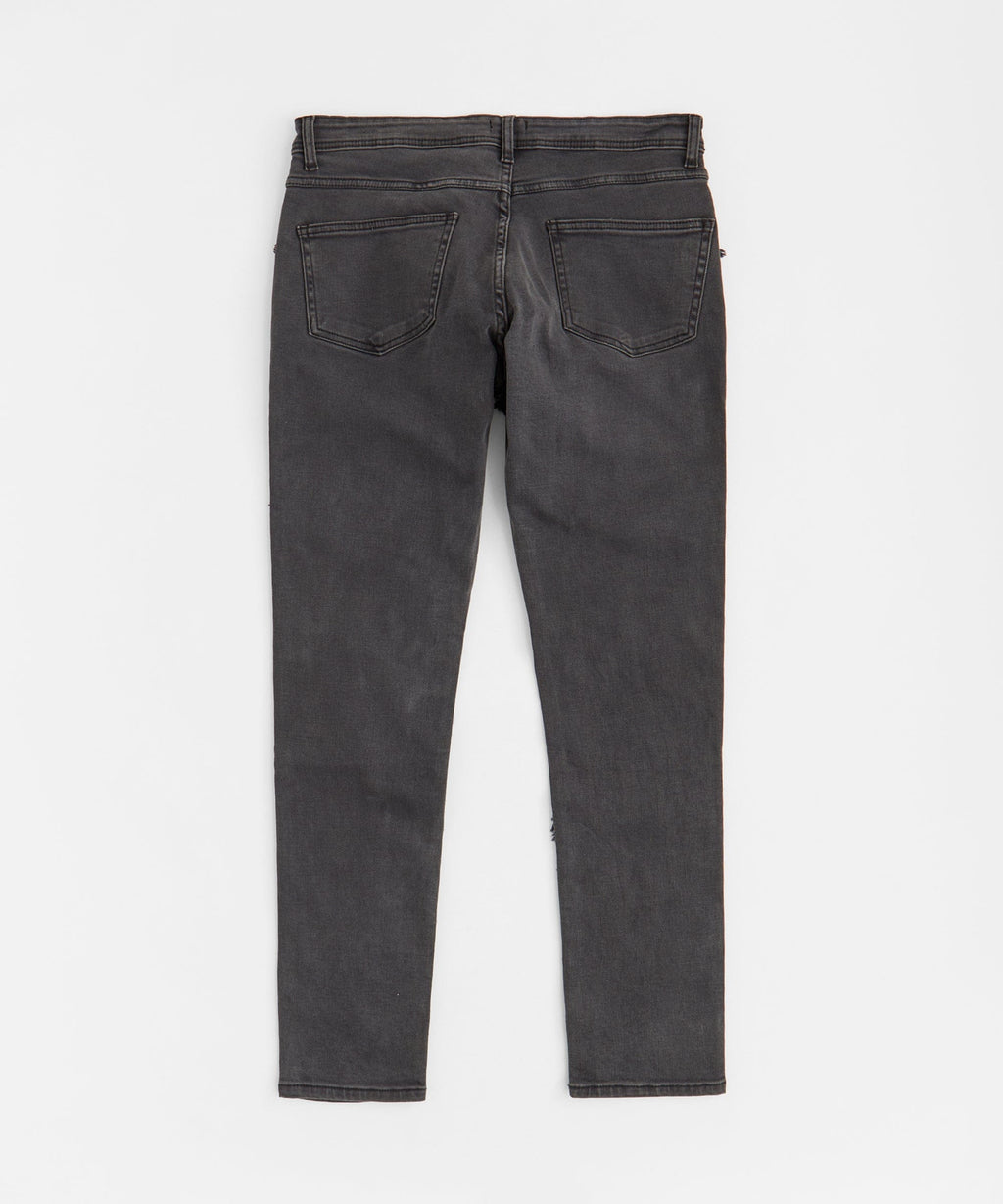 Heavy Distressed Frayed Skinny Jean - Dark Grey