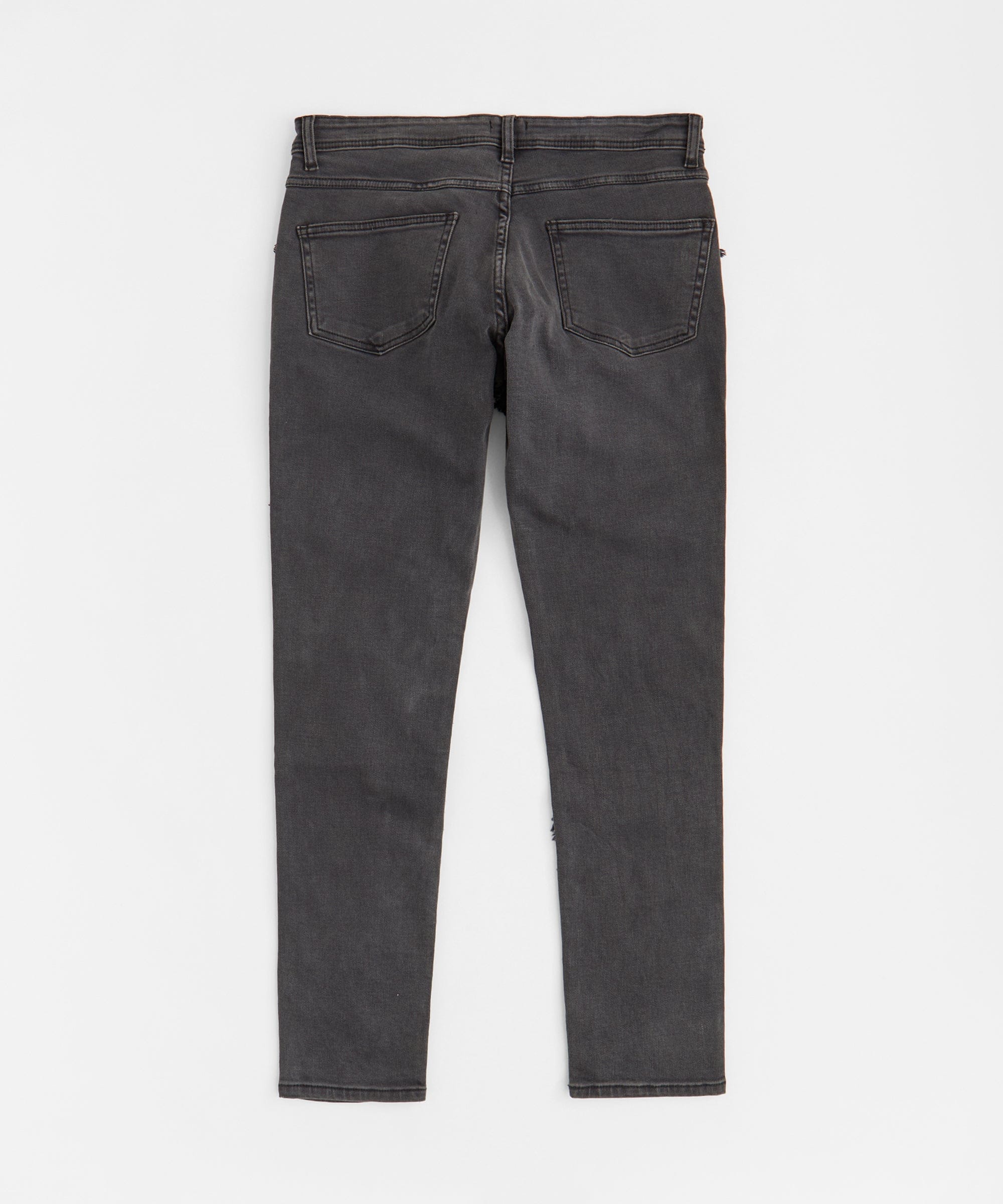 Heavy Distressed Frayed Skinny Jean - Dark Grey