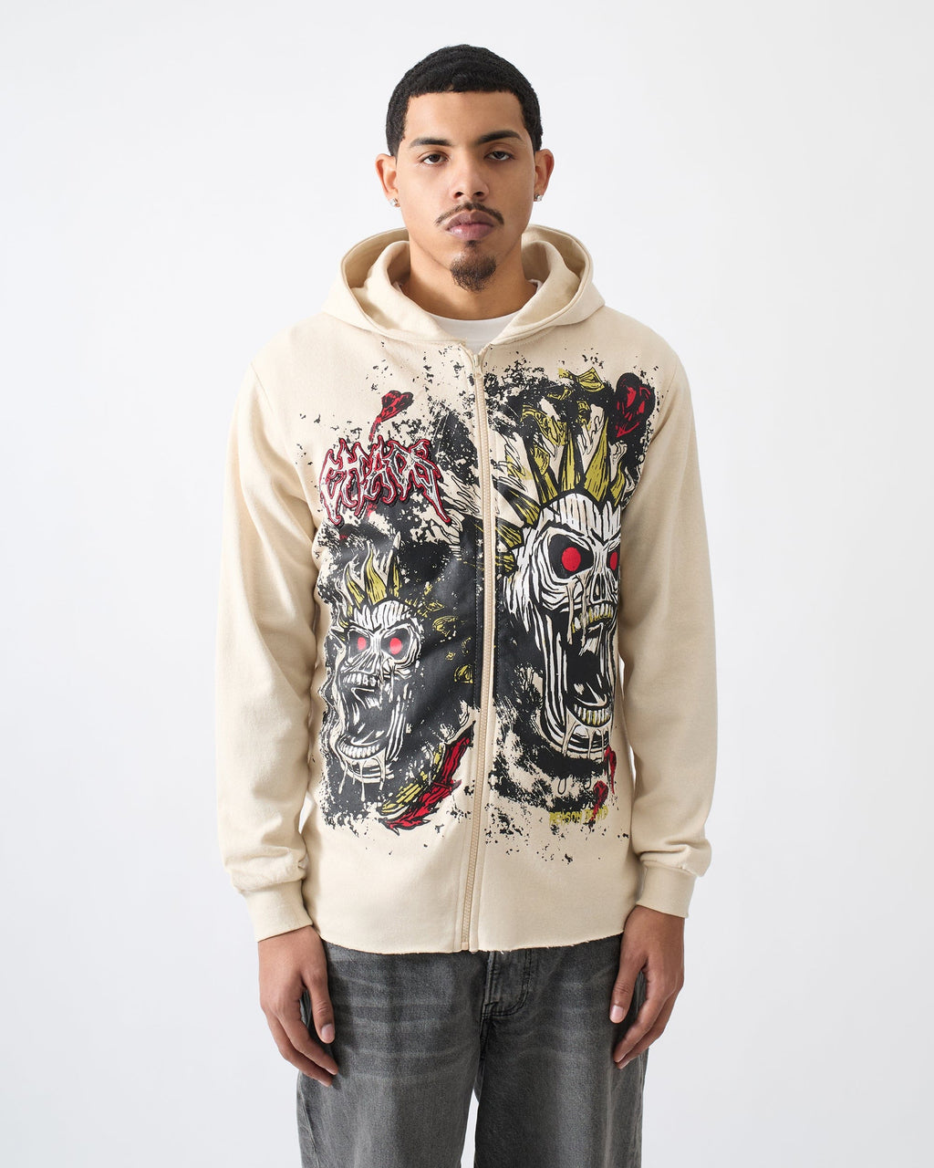 Mayhem Fleece Graphic Zip Hoodie - Khaki