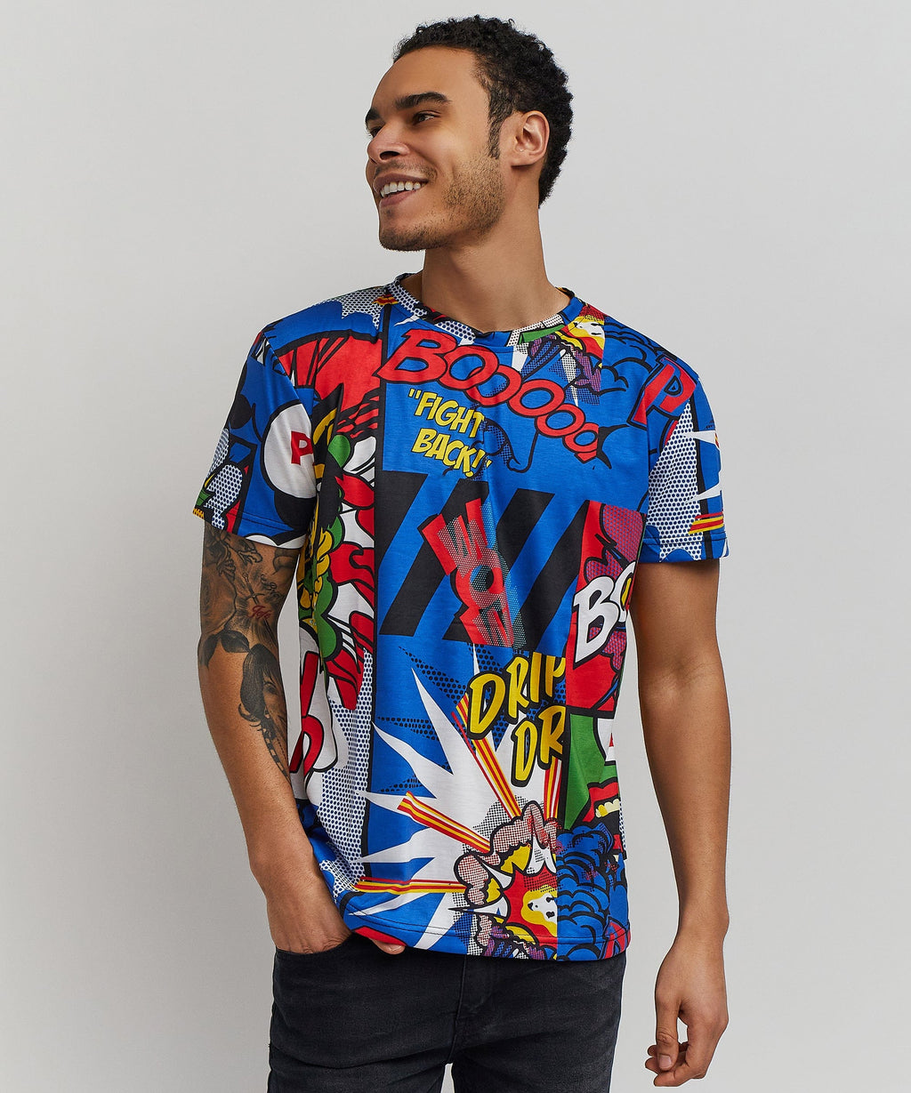 Money Drip All-Over Print Short Sleeve Tee - Multicolor