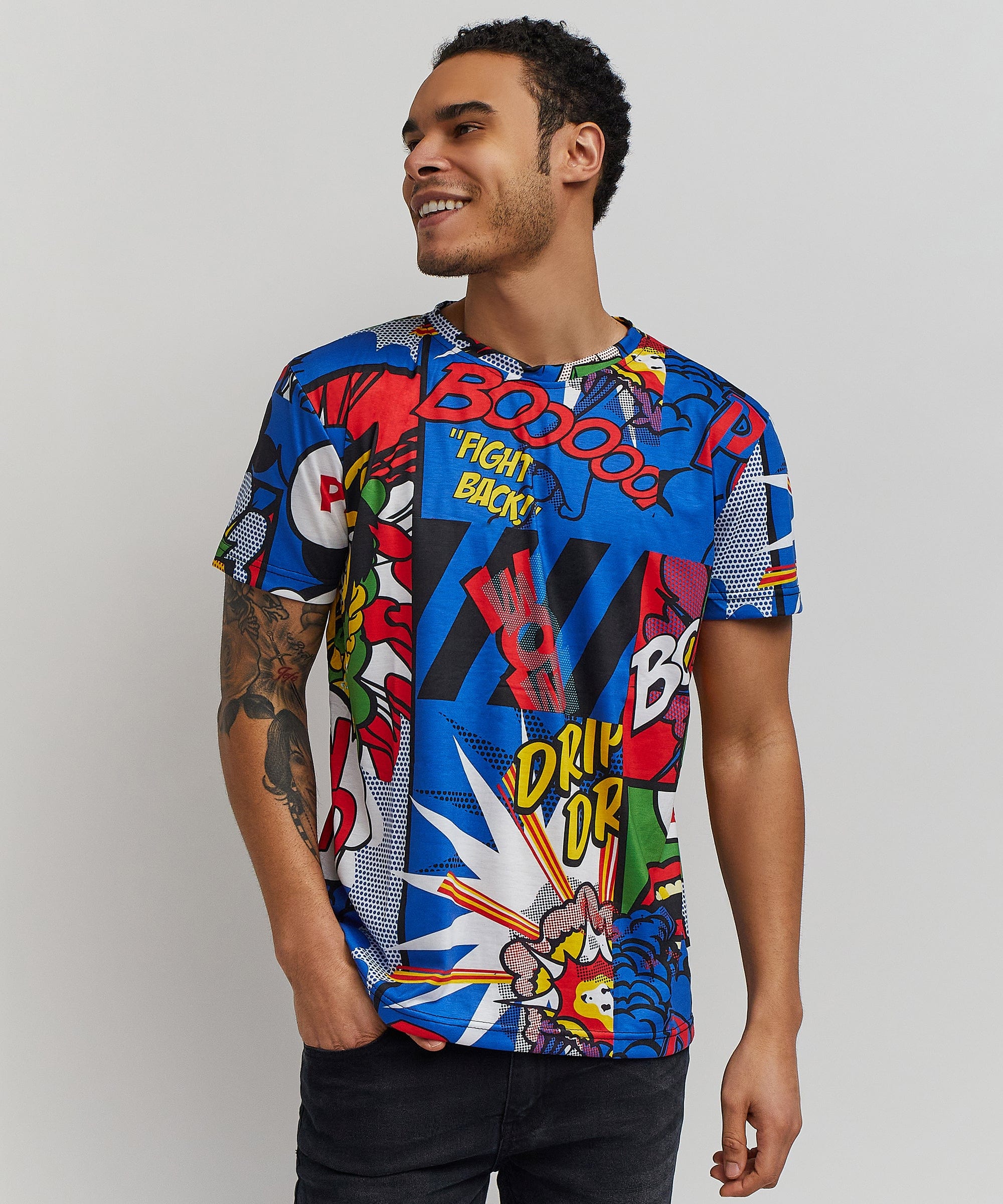 Money Drip All-Over Print Short Sleeve Tee - Multicolor