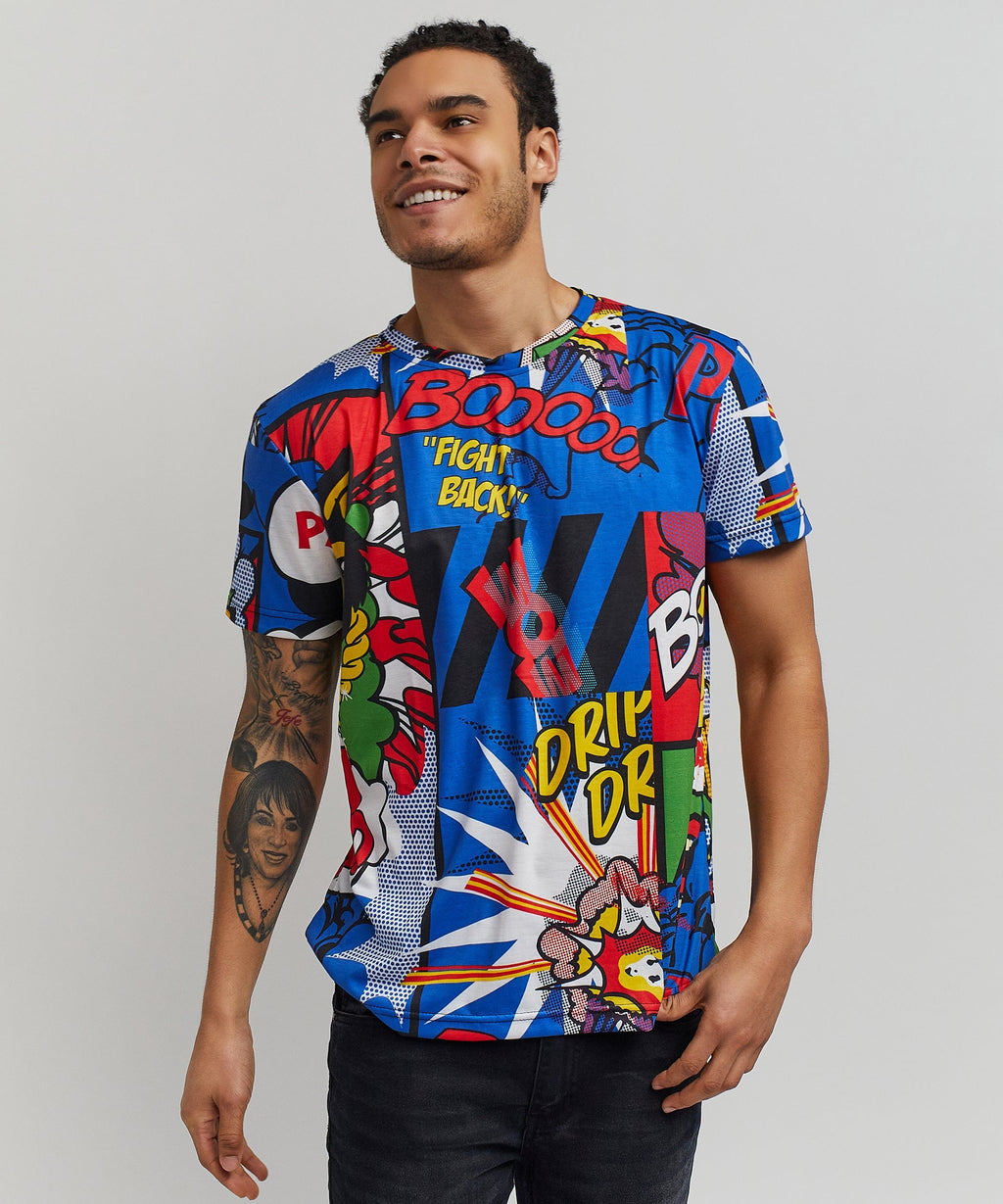 Money Drip All-Over Print Short Sleeve Tee - Multicolor