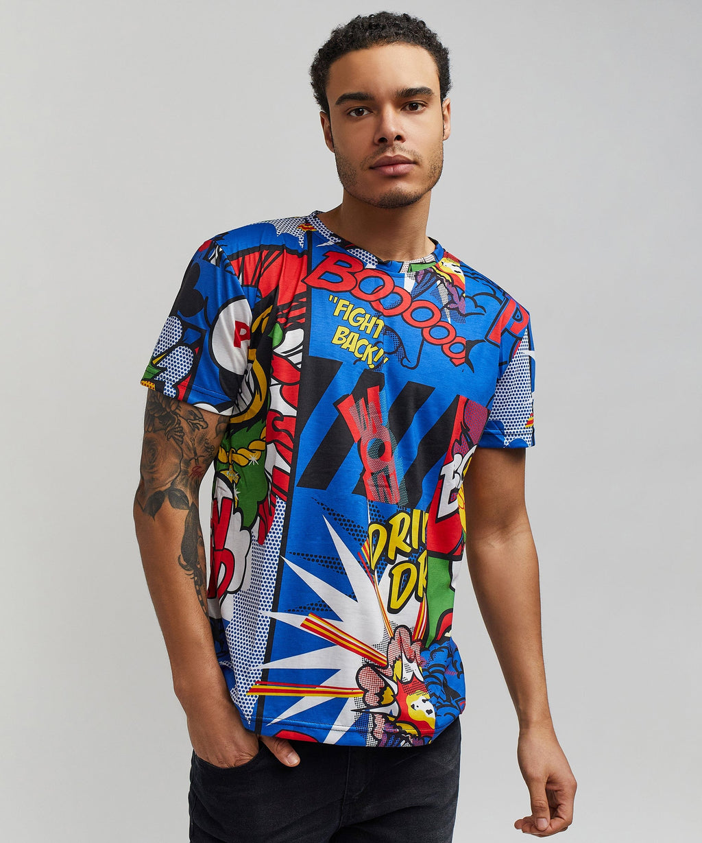 Money Drip All-Over Print Short Sleeve Tee - Multicolor