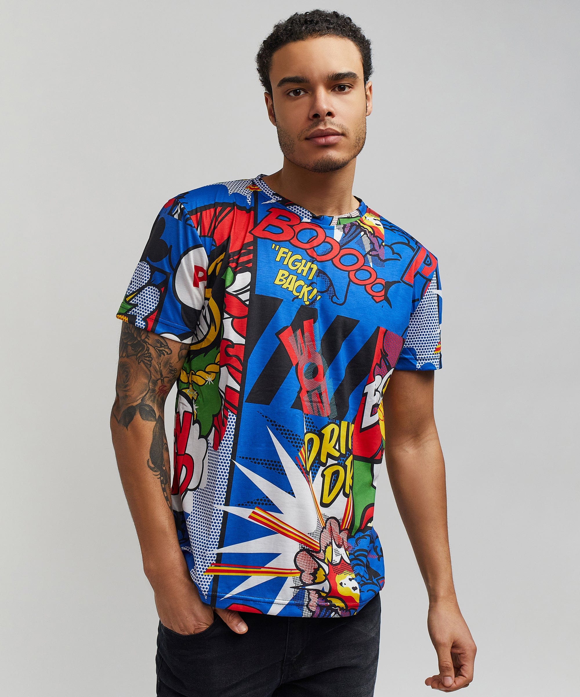 Money Drip All-Over Print Short Sleeve Tee - Multicolor