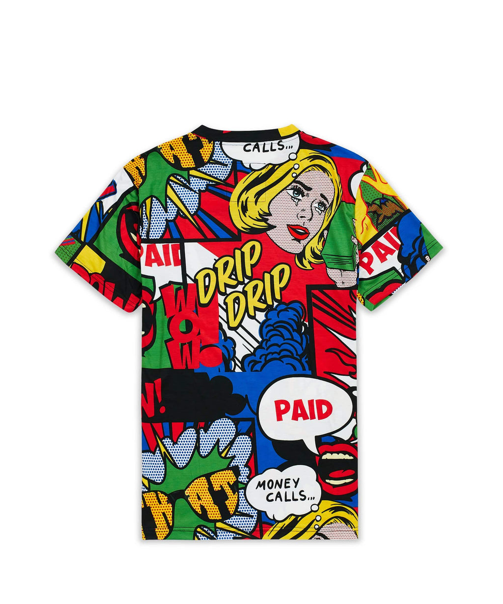 Money Drip All-Over Print Short Sleeve Tee - Multicolor