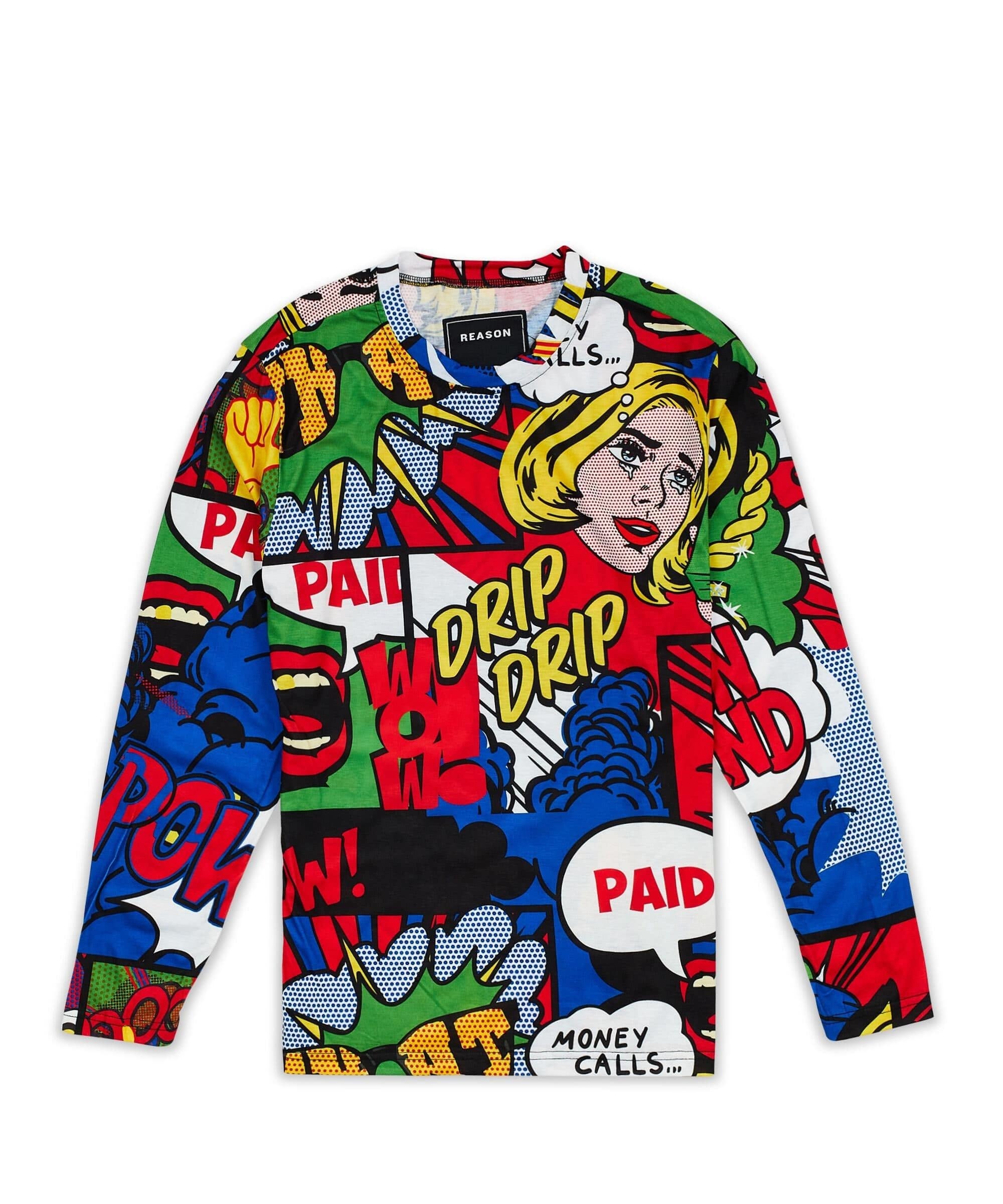 Money Drip Allover Print Long Sleeve Tee