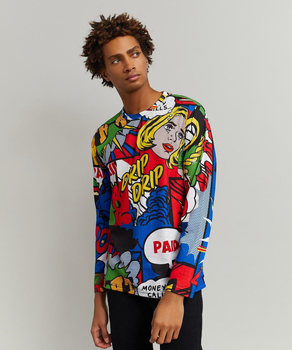 Money Drip Allover Print Long Sleeve Tee