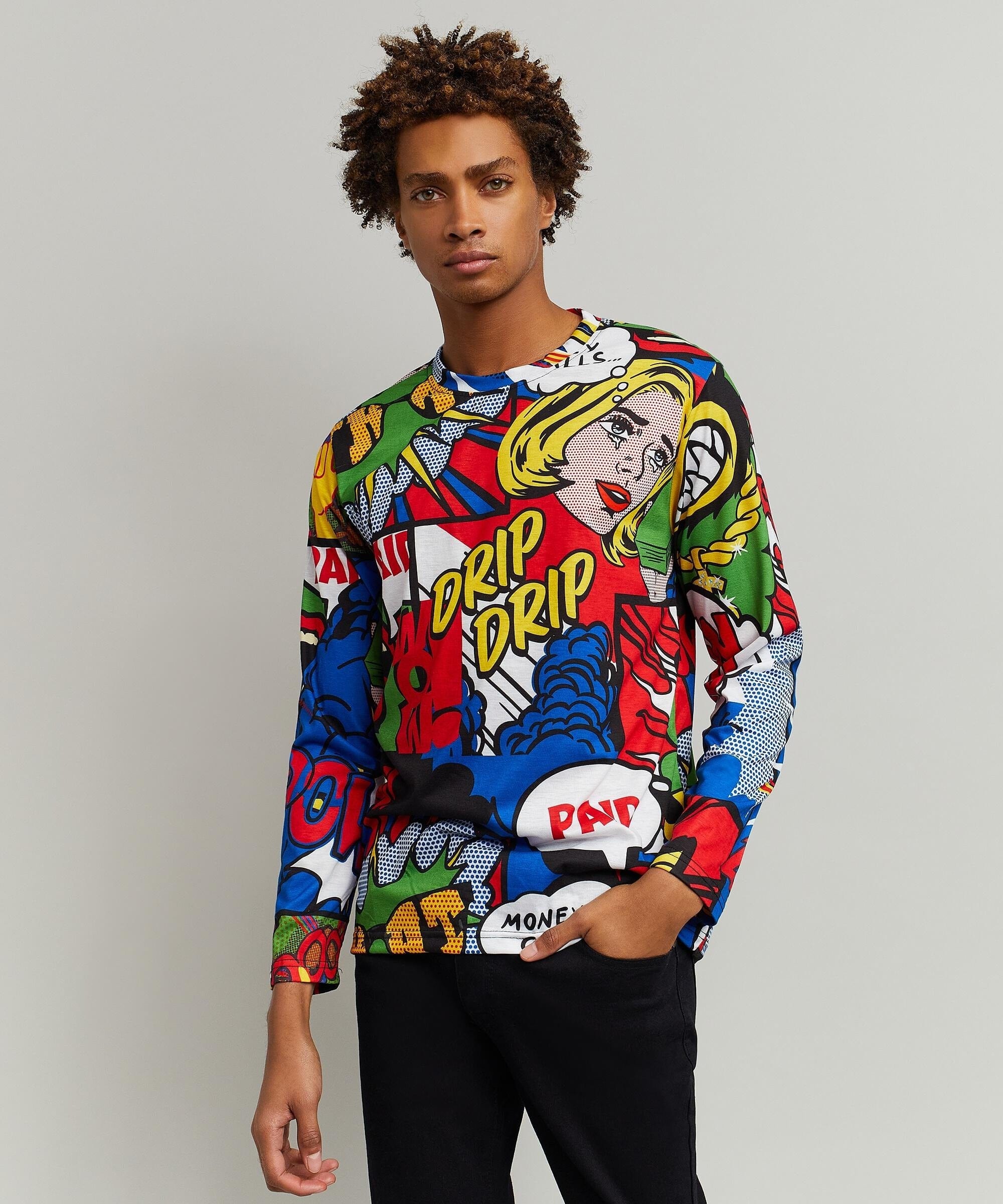 Money Drip Allover Print Long Sleeve Tee
