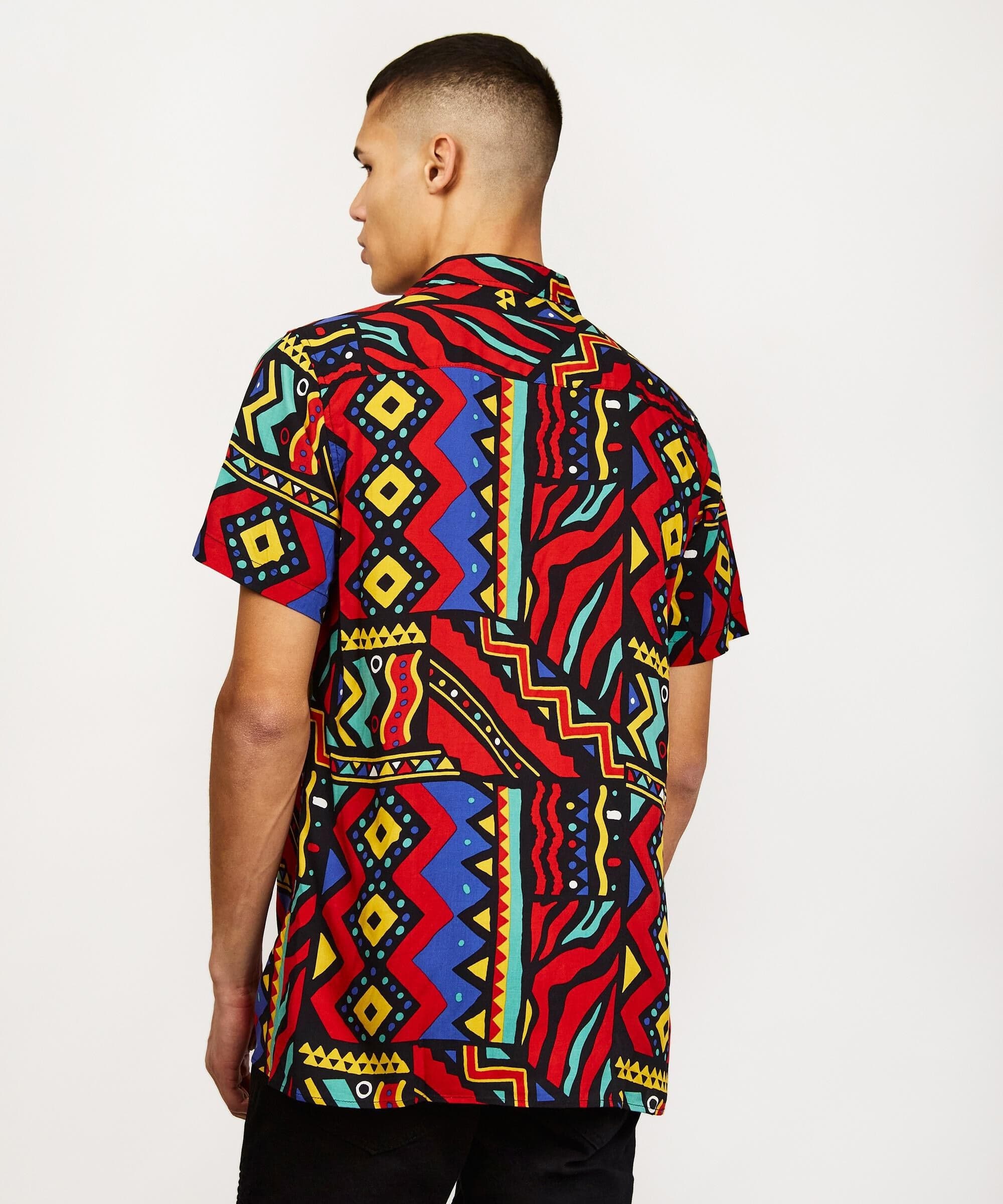 Heritage Viscose Button-Down Short Sleeve Shirt - Multicolor