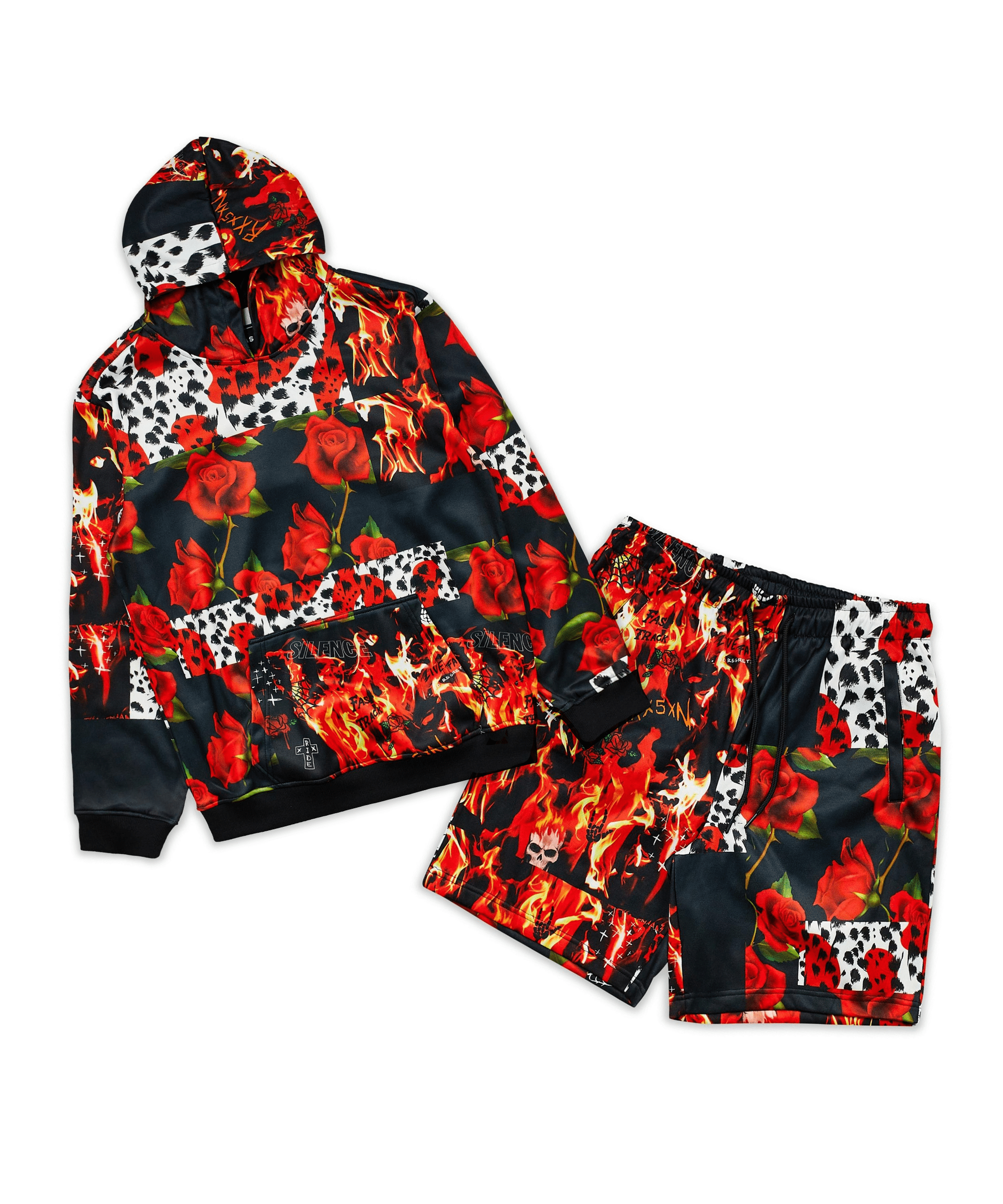 Fire Hoodie Shorts Set