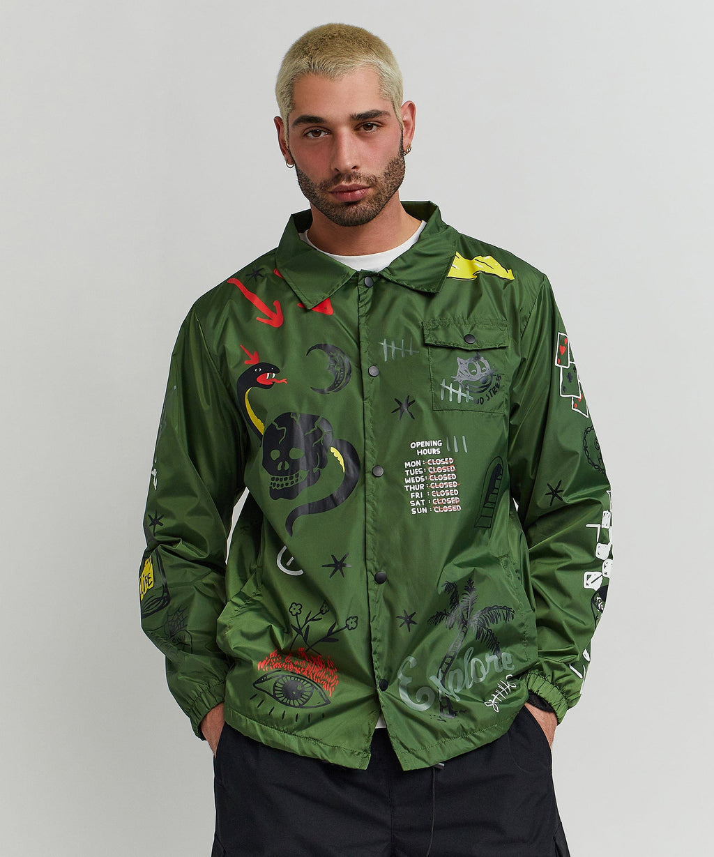 Gritty Coaches Jacket - Olive Greeen