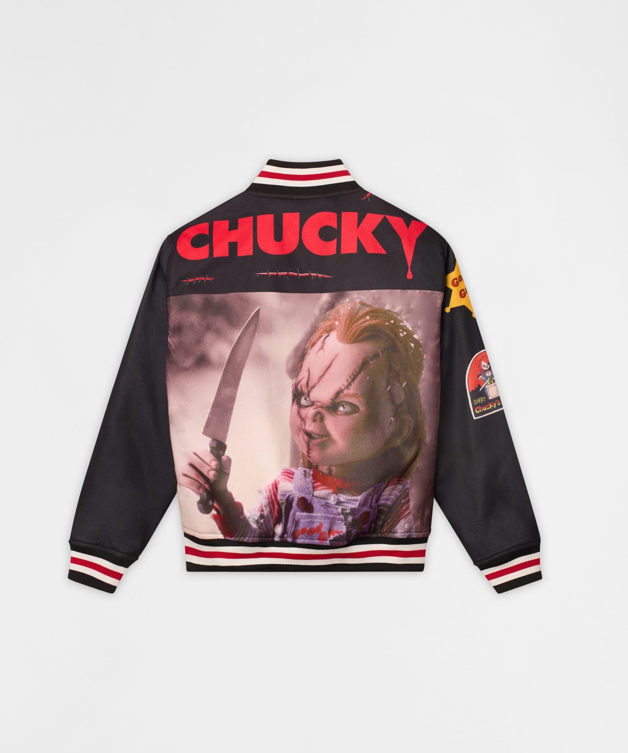 Kids Chucky Chenille Patched Varsity Jacket - Black