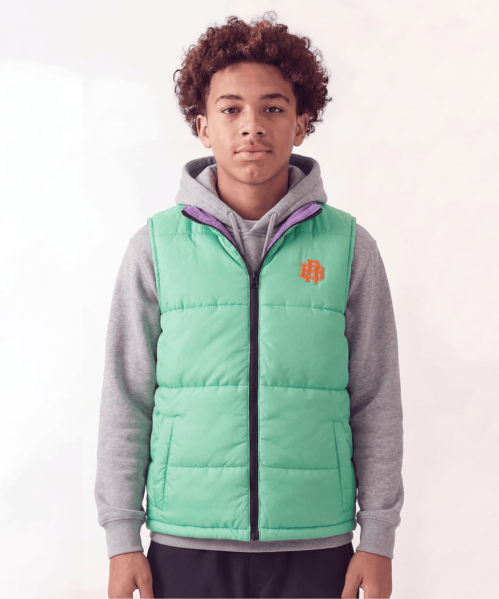 Fresh Start Kid's Reversible Puffer Vest - Sage