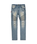Moto Panel Plus Size Skinny Jeans - Blue