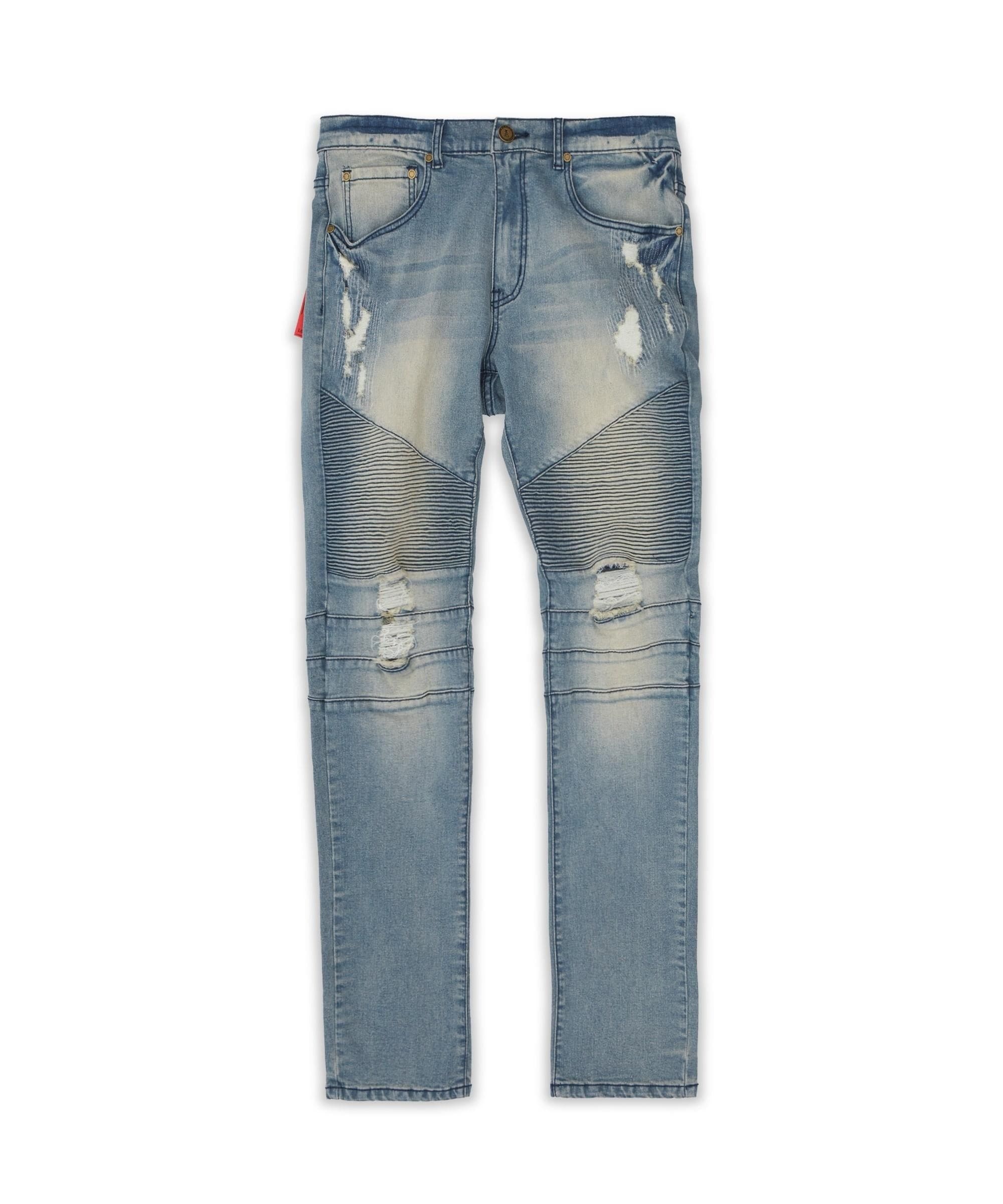 Moto Panel Plus Size Skinny Jeans - Blue