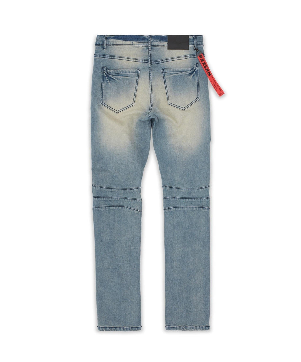 Moto Panel Plus Size Skinny Jeans - Blue