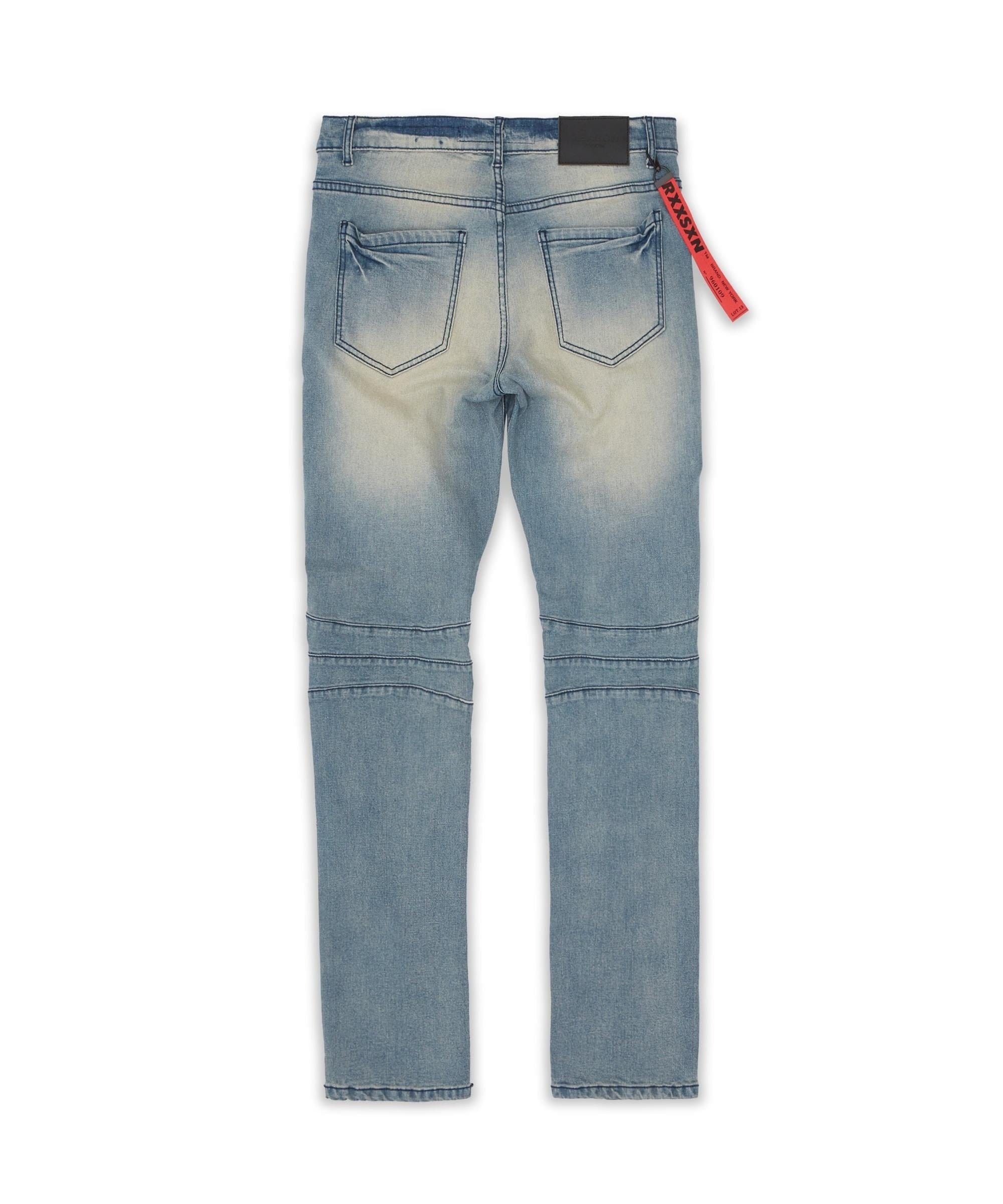 Moto Panel Plus Size Skinny Jeans - Blue