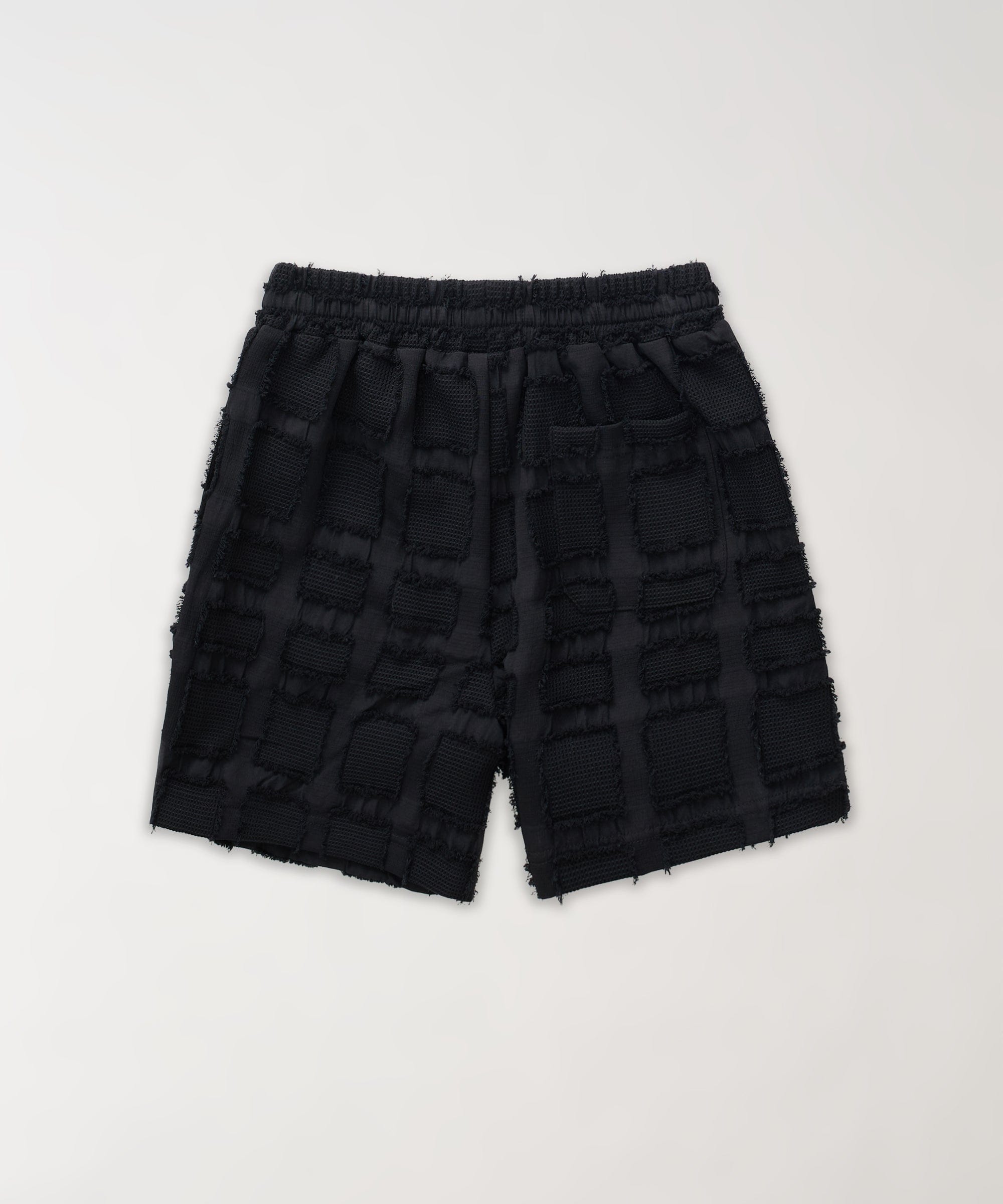 Grid Kid's Textured Shorts - Black