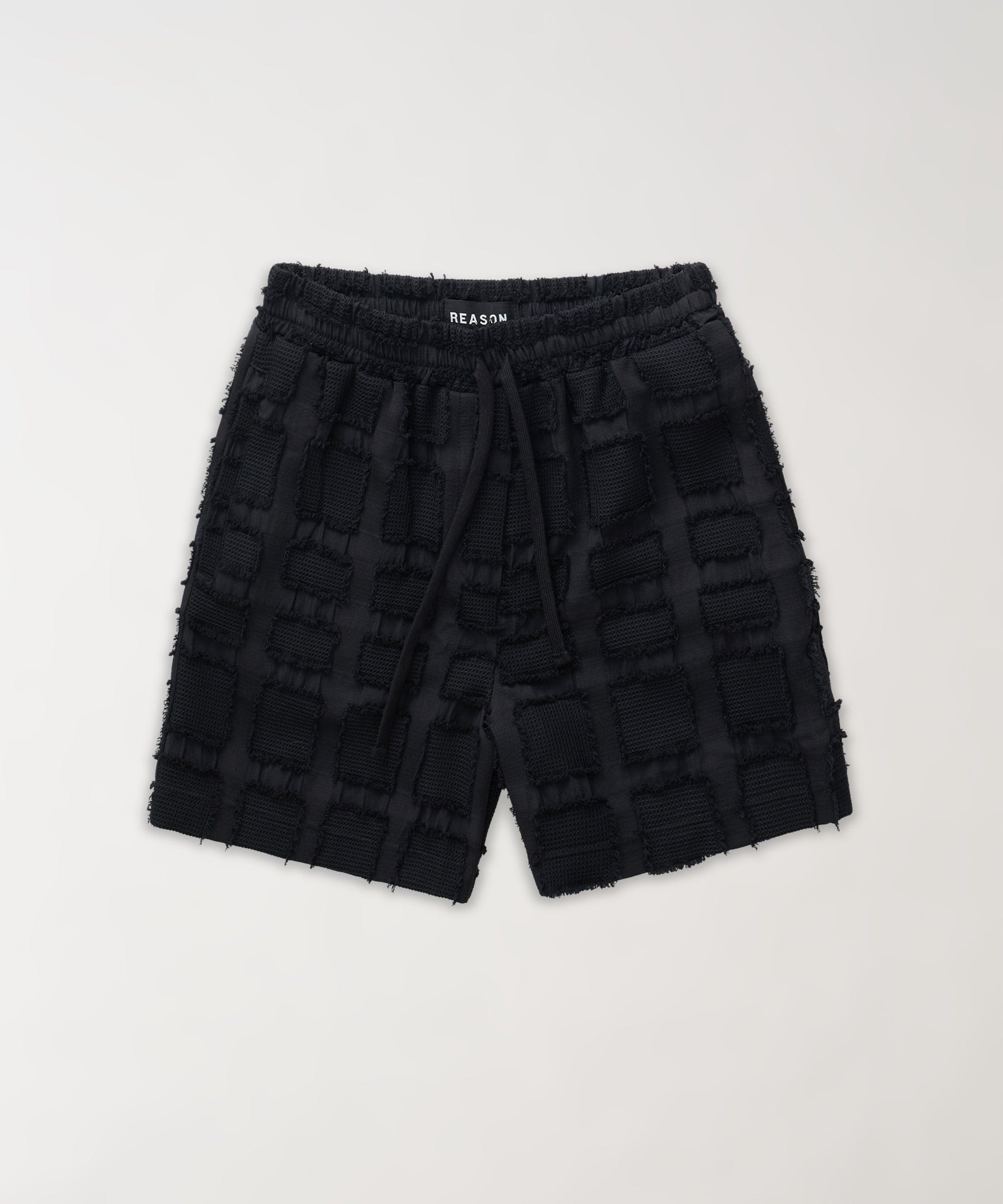 Grid Kid's Textured Shorts - Black