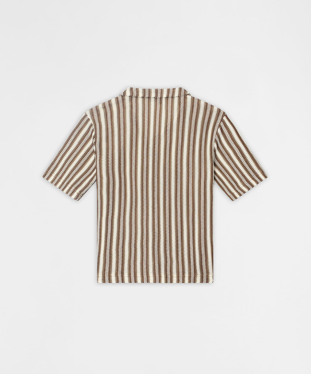 Knitted Button Down Shirt - Brown