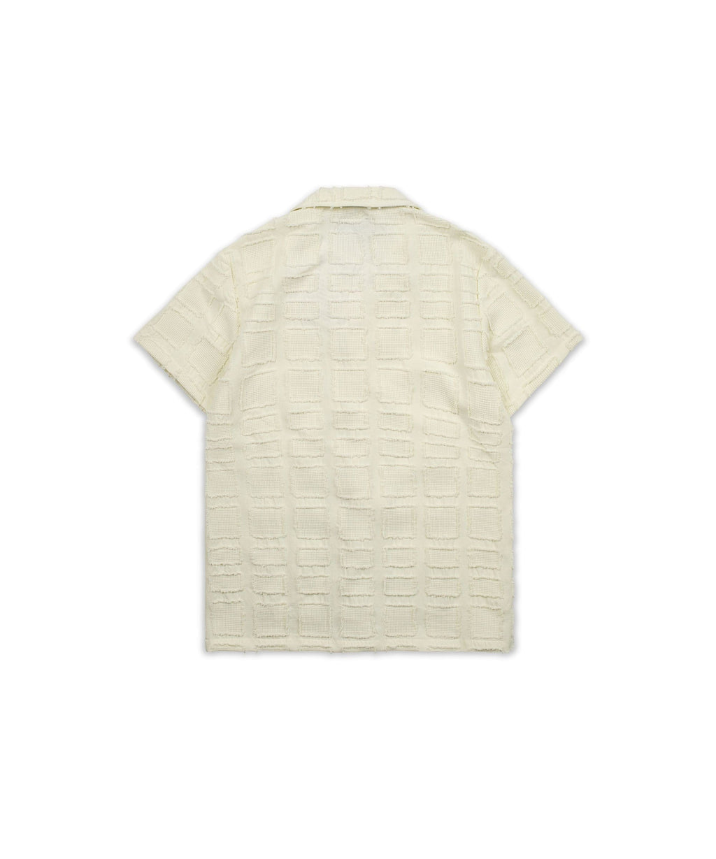 Grid Kid's Textured Button Down Short Sleeve Shirt - Cream