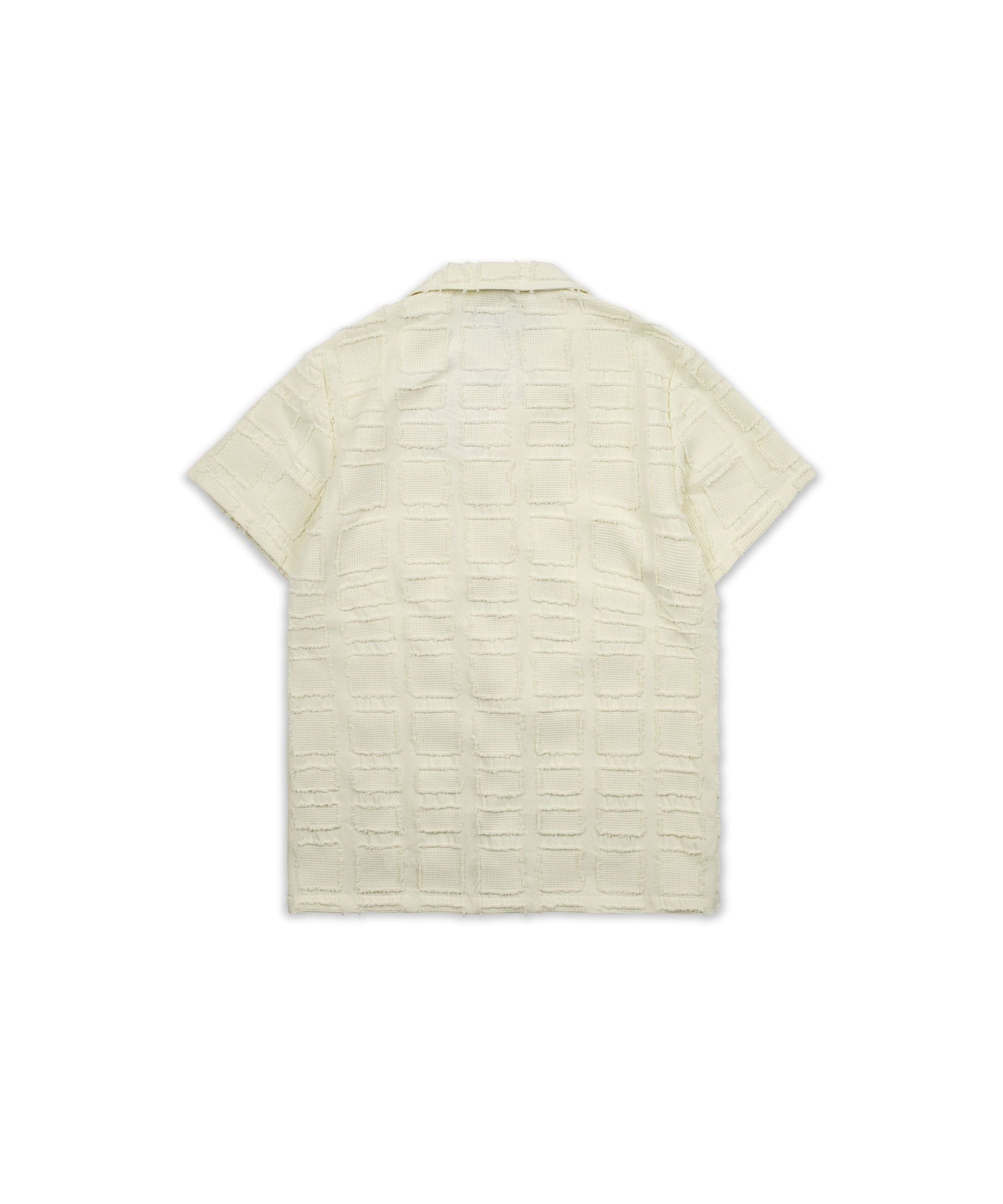 Grid Kid's Textured Button Down Short Sleeve Shirt - Cream