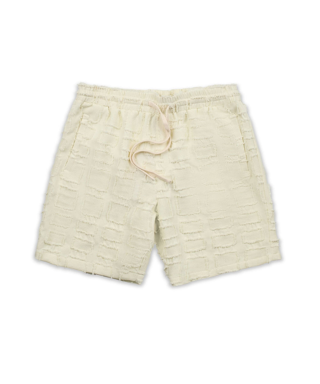 Grid Kid's Textured Shorts - Cream