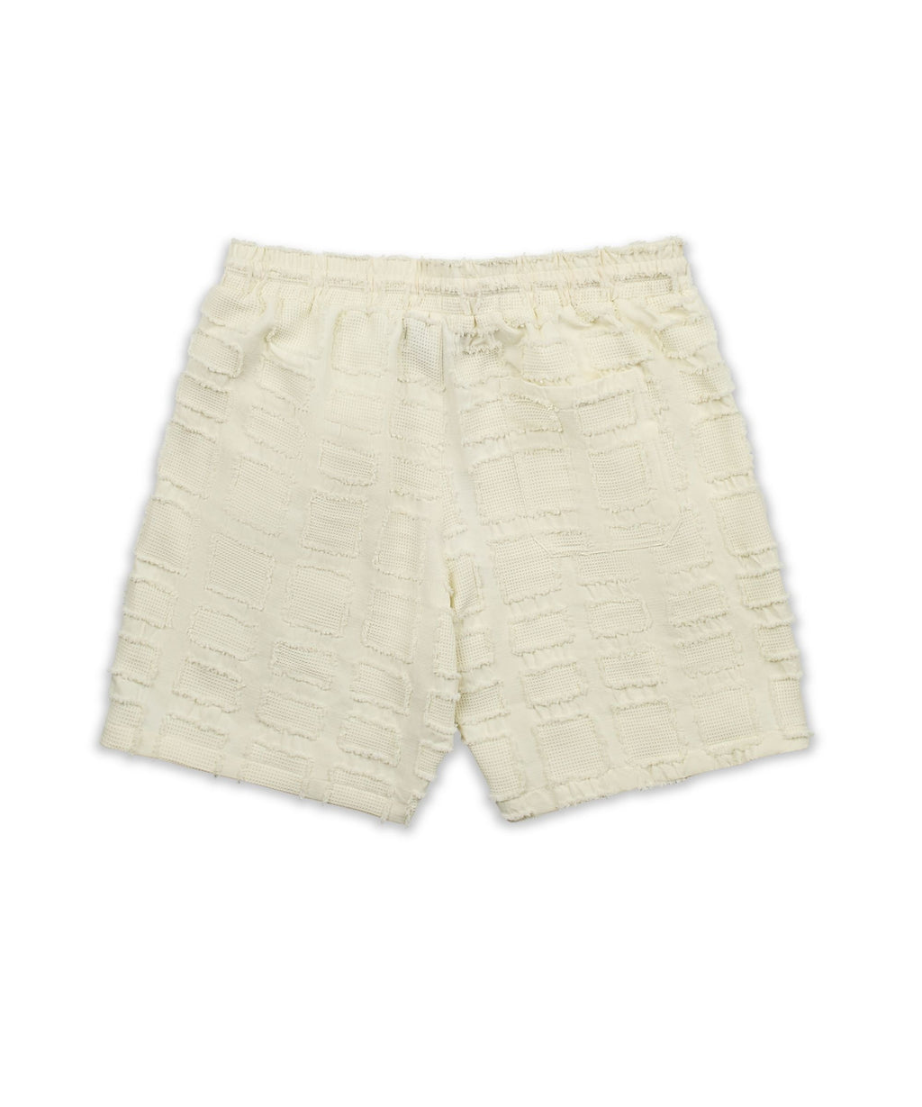 Grid Kid's Textured Shorts - Cream
