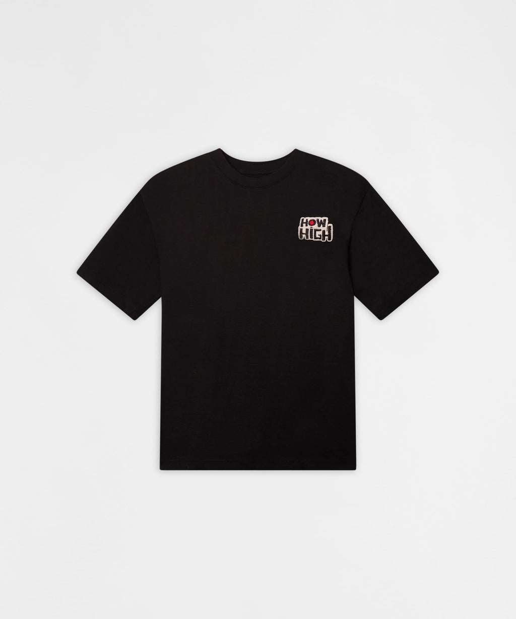 How High Crew Embroidered Short Sleeve Tee - Black