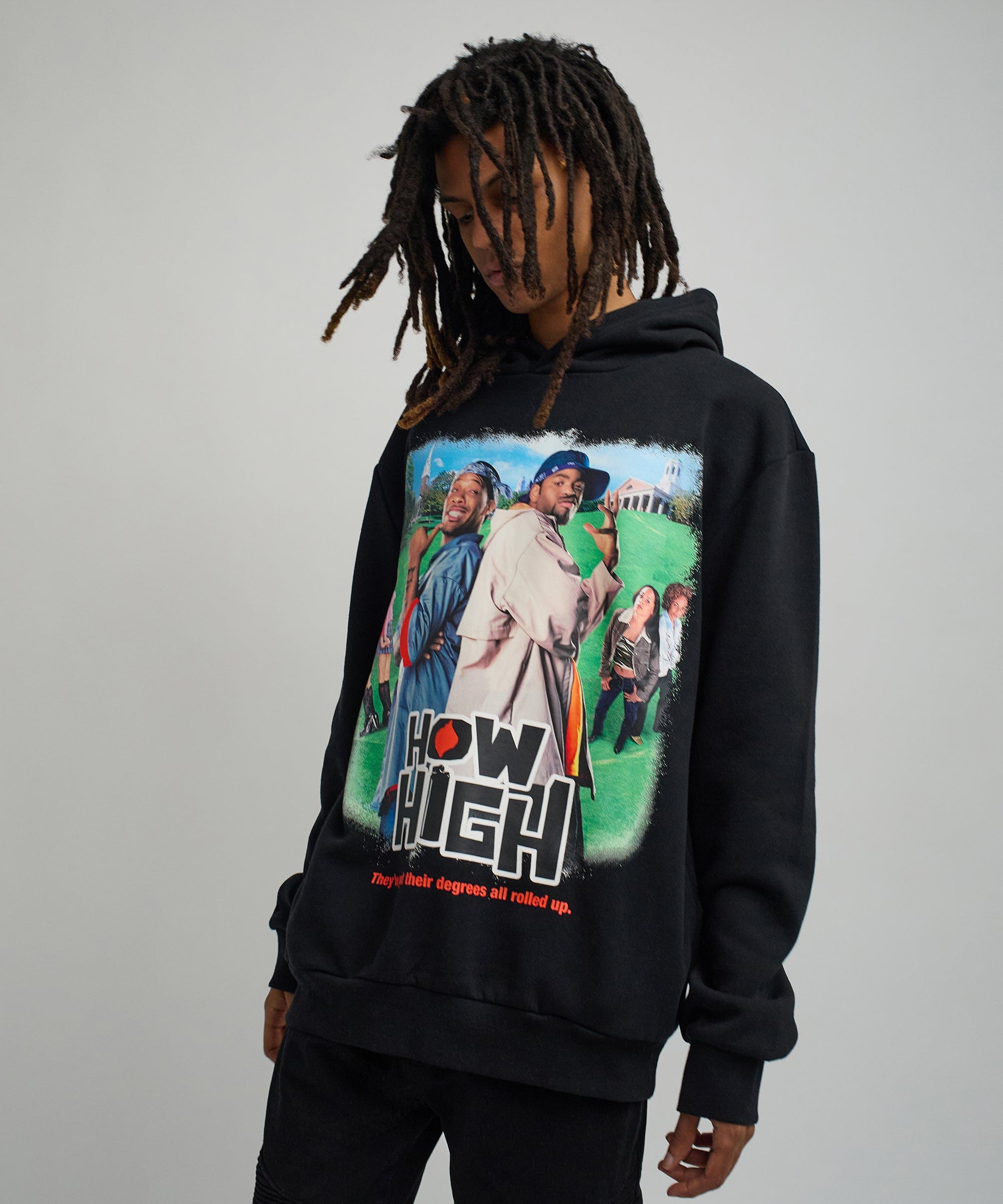 How High They've Got Their Degrees Graphic Hoodie - Black