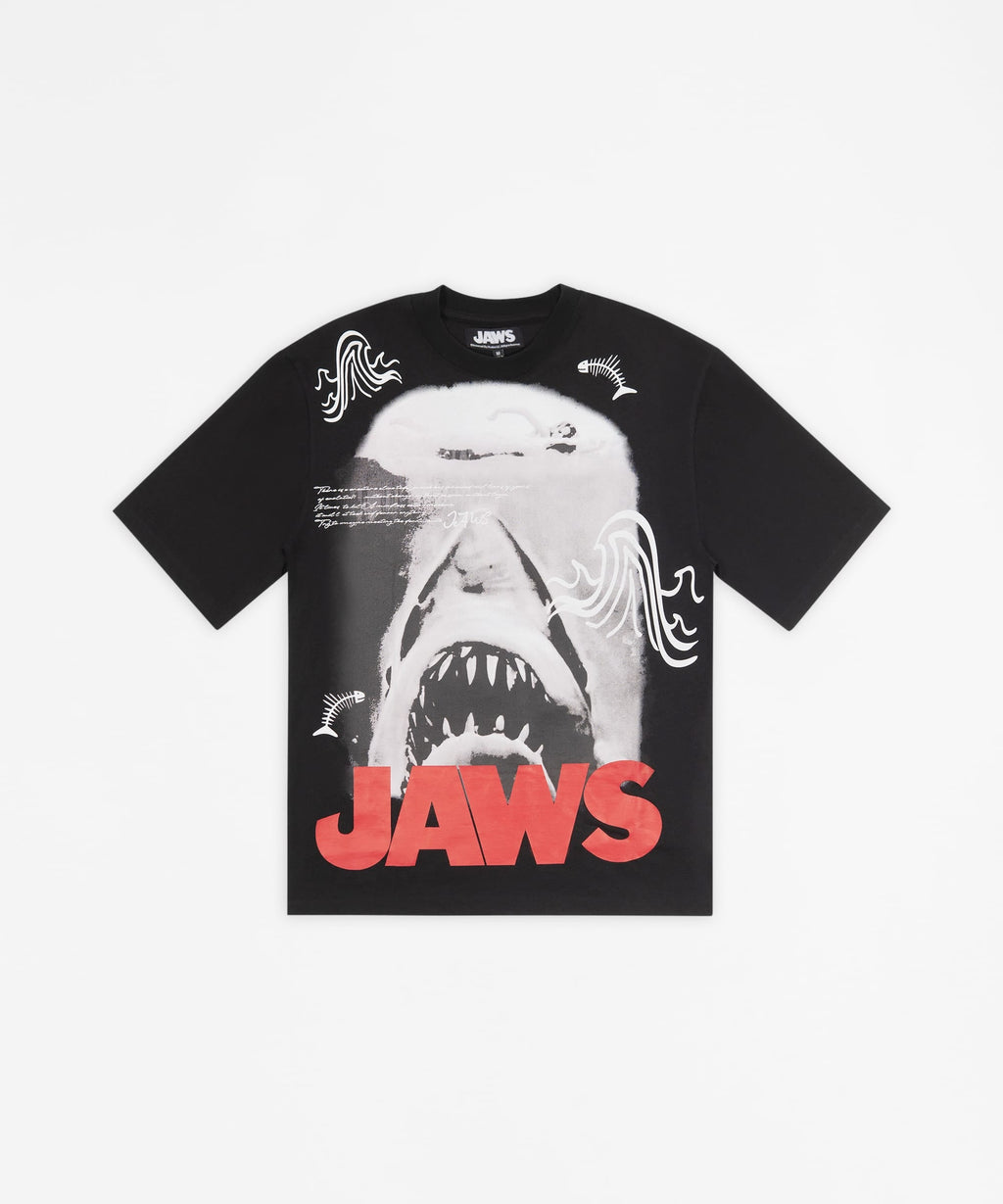 Jaws Great White Shark Graphic Short Sleeve Tee - Black