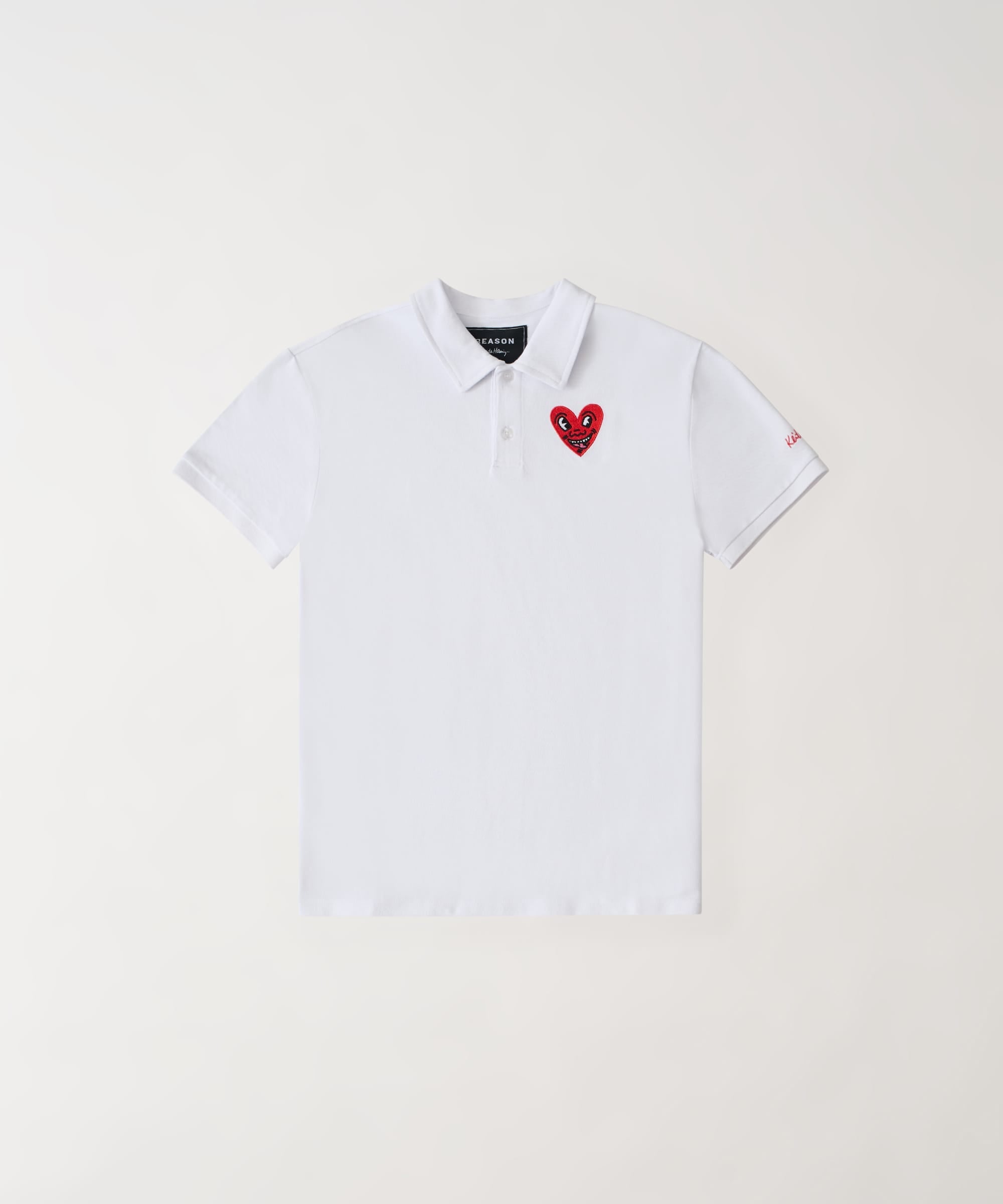 Keith Haring Embroidered Heart Polo - White
