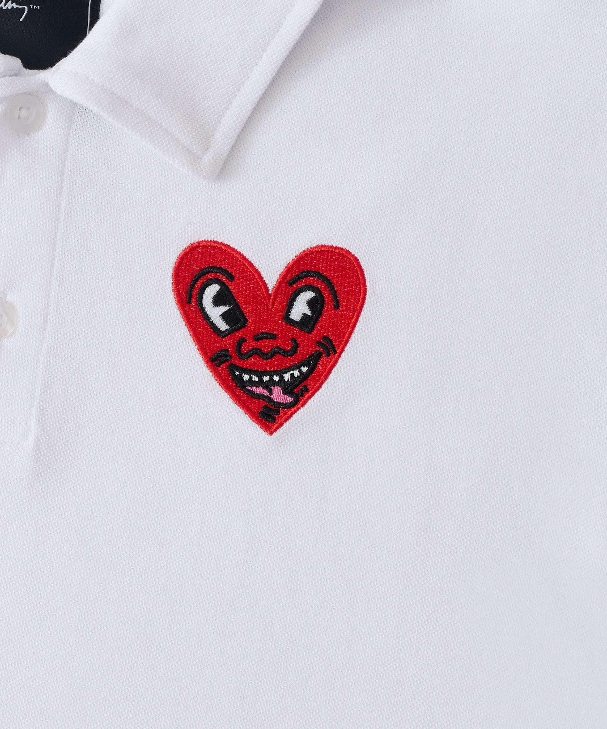 Keith Haring Embroidered Heart Polo - White