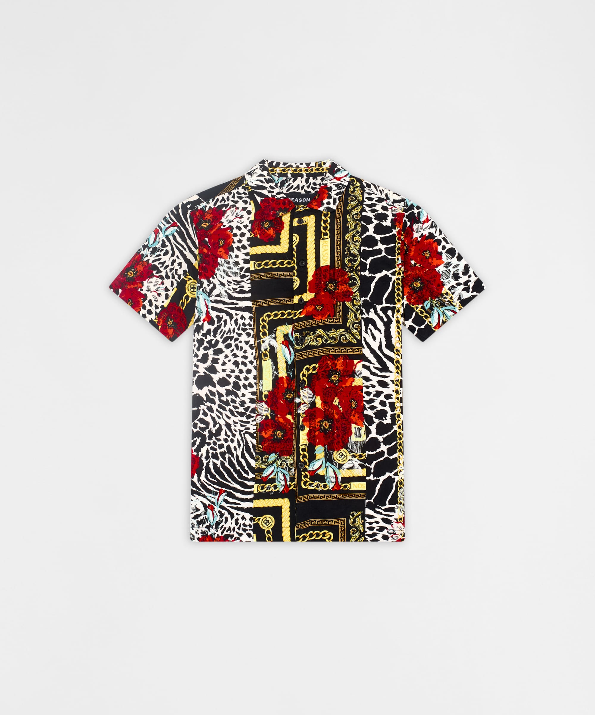 Floral & Chains Woven Shirt - Red