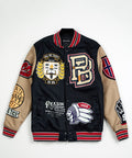 Kids Masters Division Chenille Patched Varsity Jacket - Black