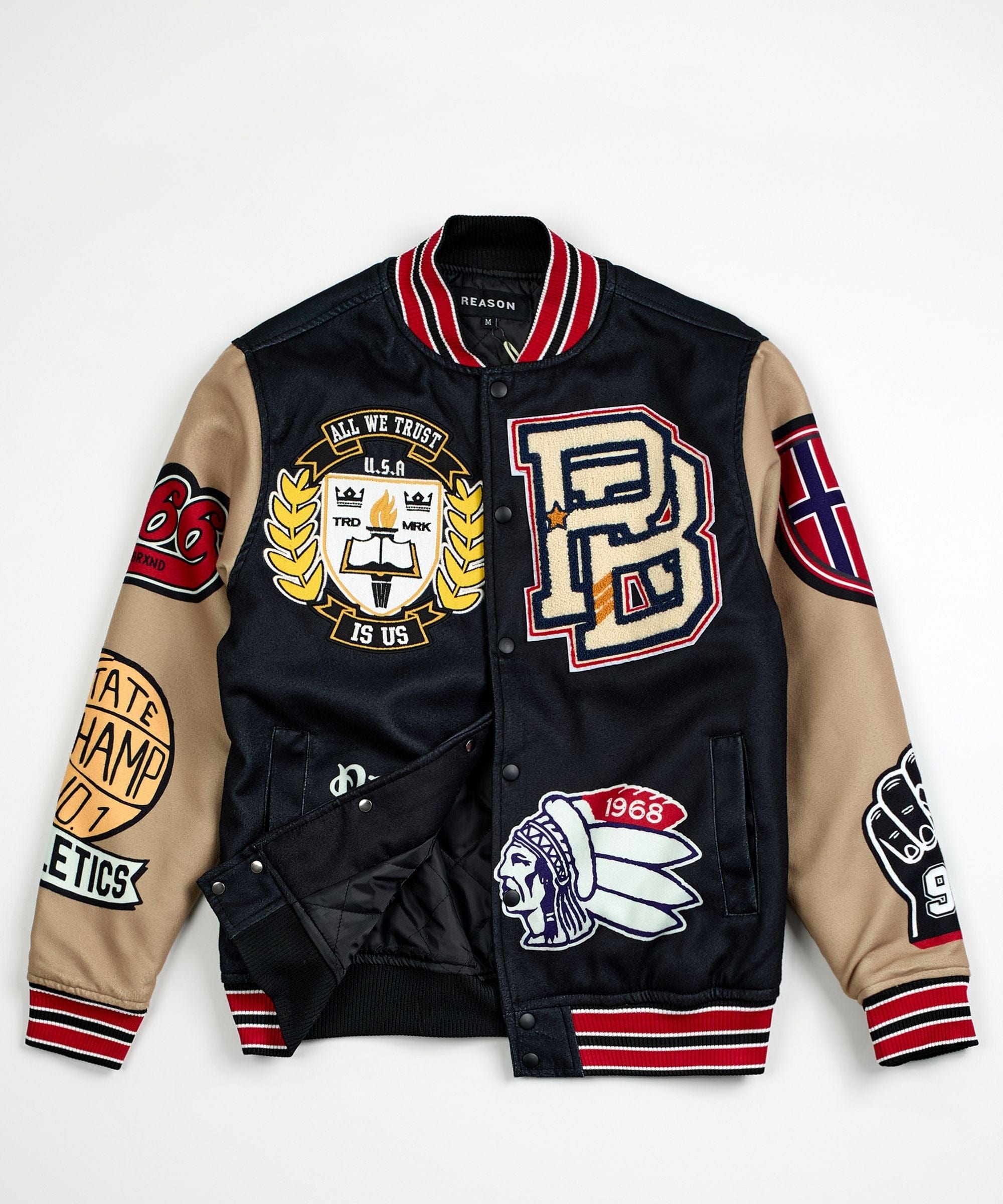 Kids Masters Division Chenille Patched Varsity Jacket - Black