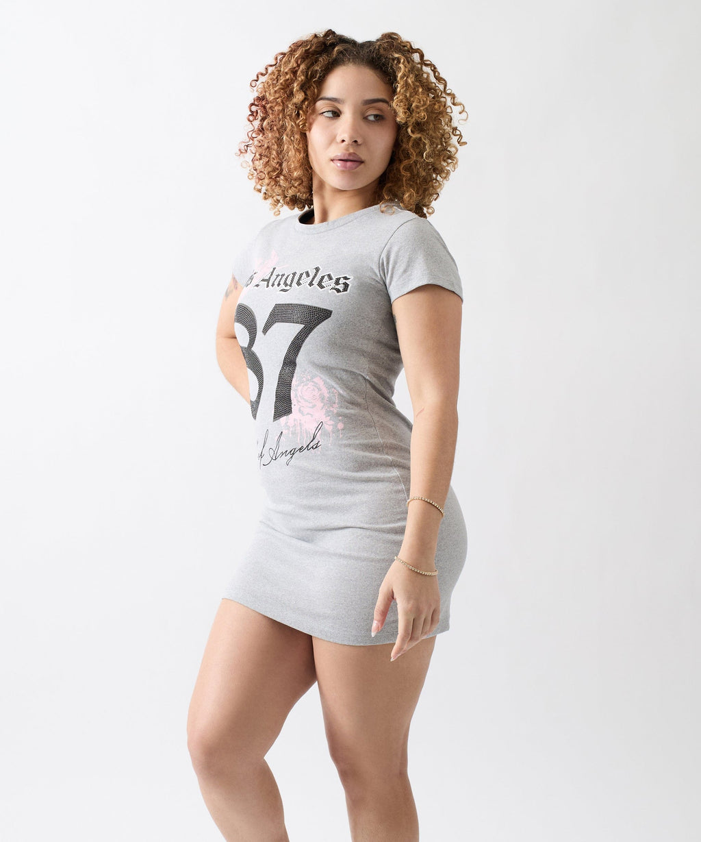 LA Angels Graphic Bodycon Women's Dress - Grey
