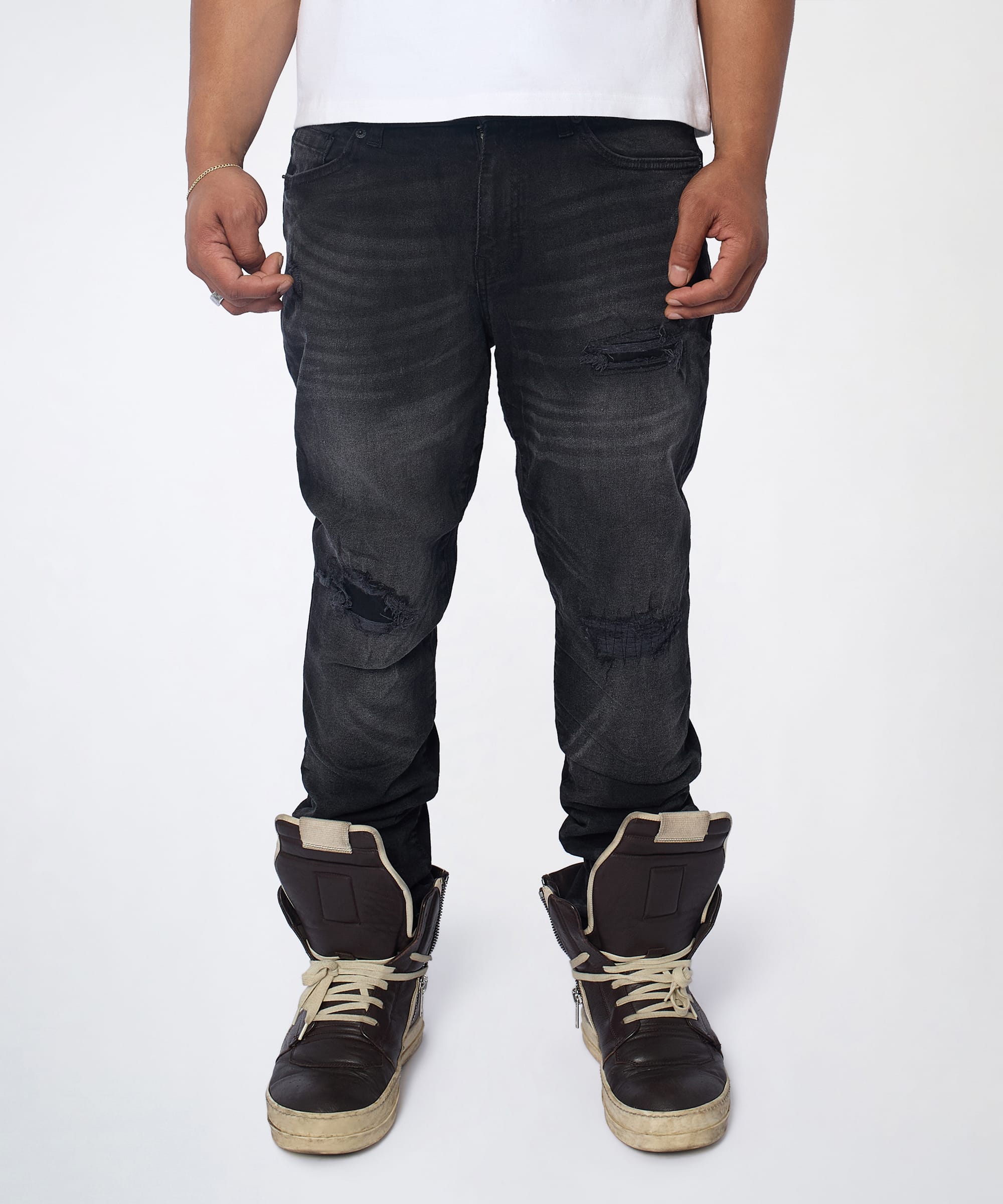 Midnight Distressed Skinny Jeans - Black