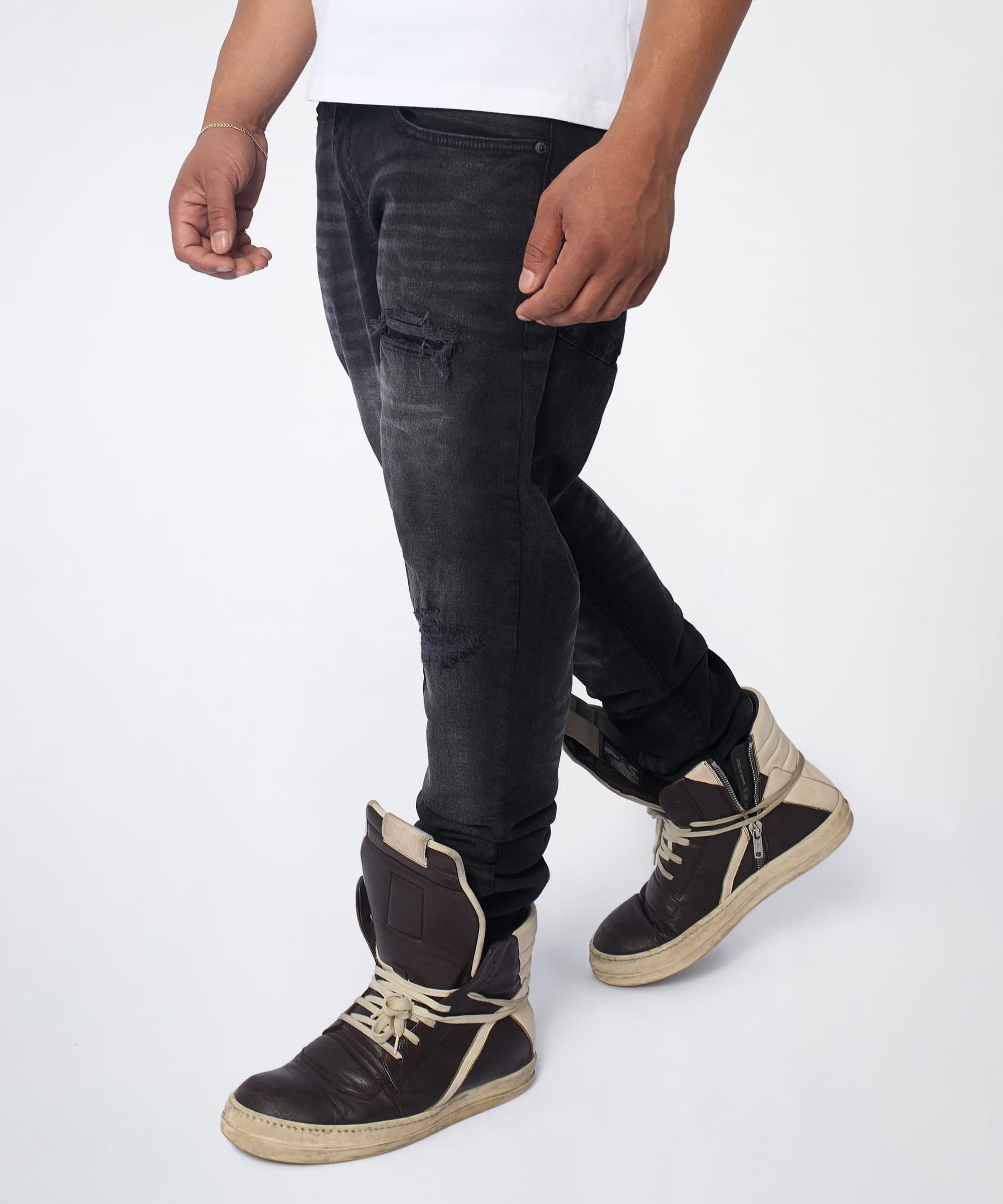 Midnight Distressed Skinny Jeans - Black