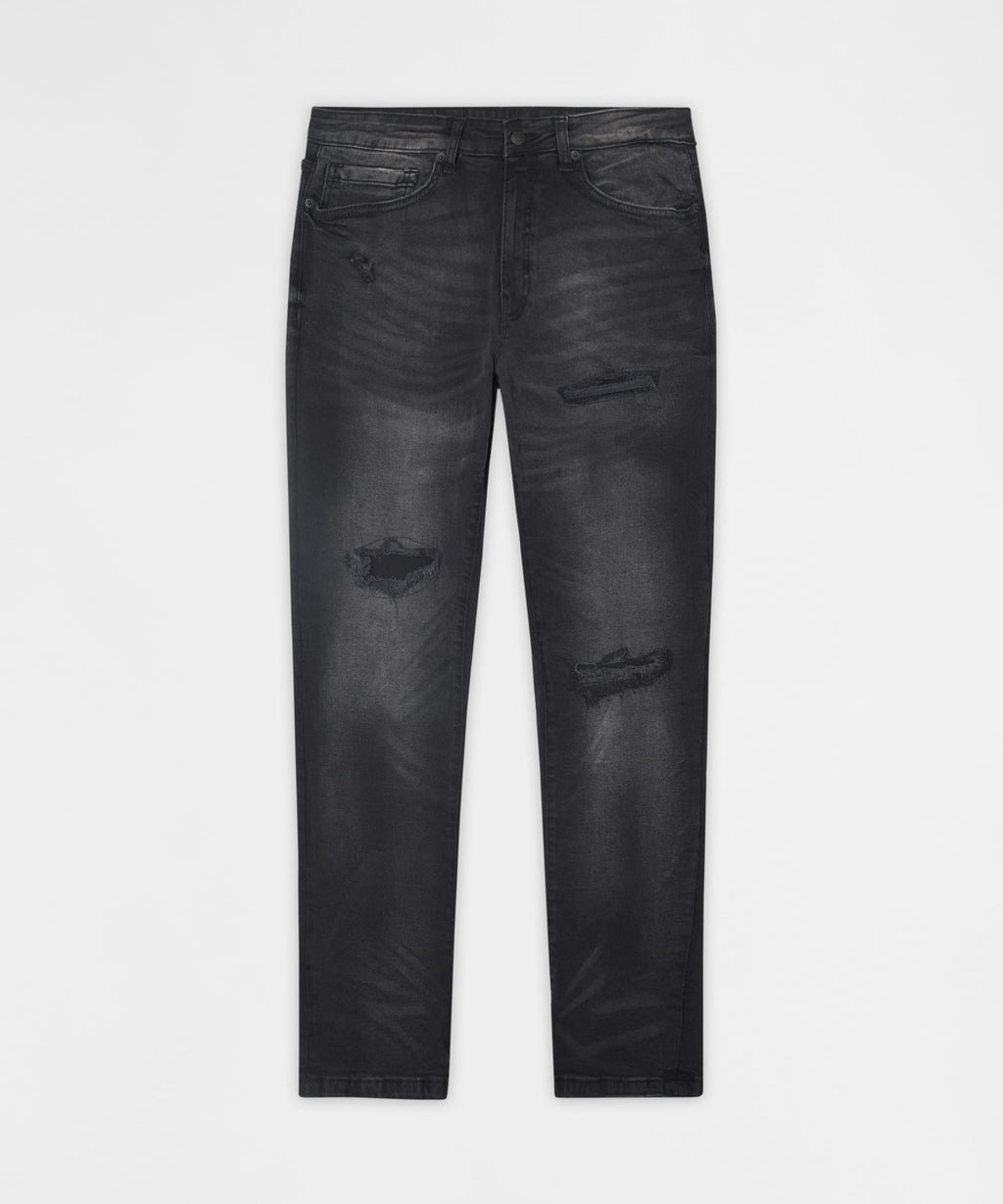 Midnight Distressed Skinny Jeans - Black