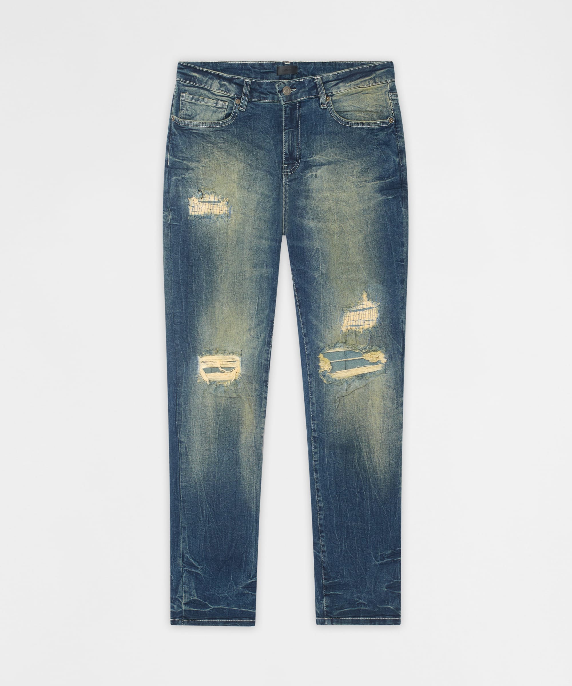 Men's Skinny Ripped Denim Pant - Medium Blue