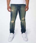 Men's Skinny Ripped Denim Pant - Medium Blue