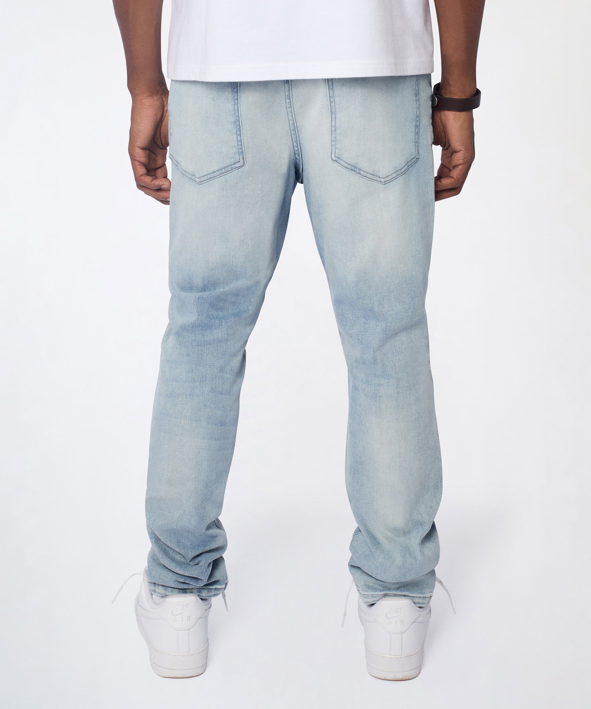 Ice Wash Distressed Skinny Jeans - Light Blue