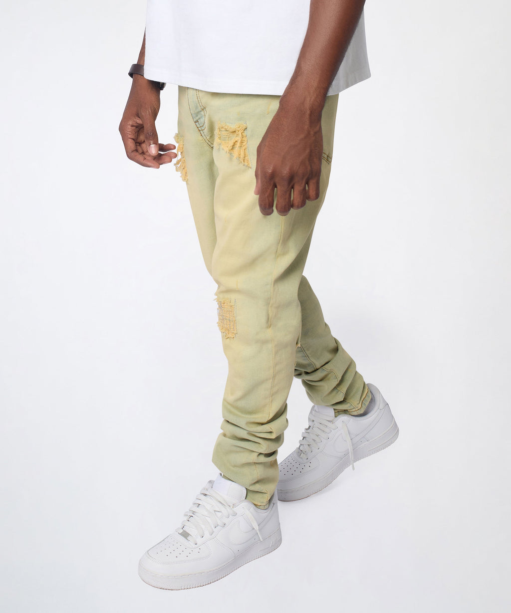 Mended Distressed Skinny Jeans - Light Blue