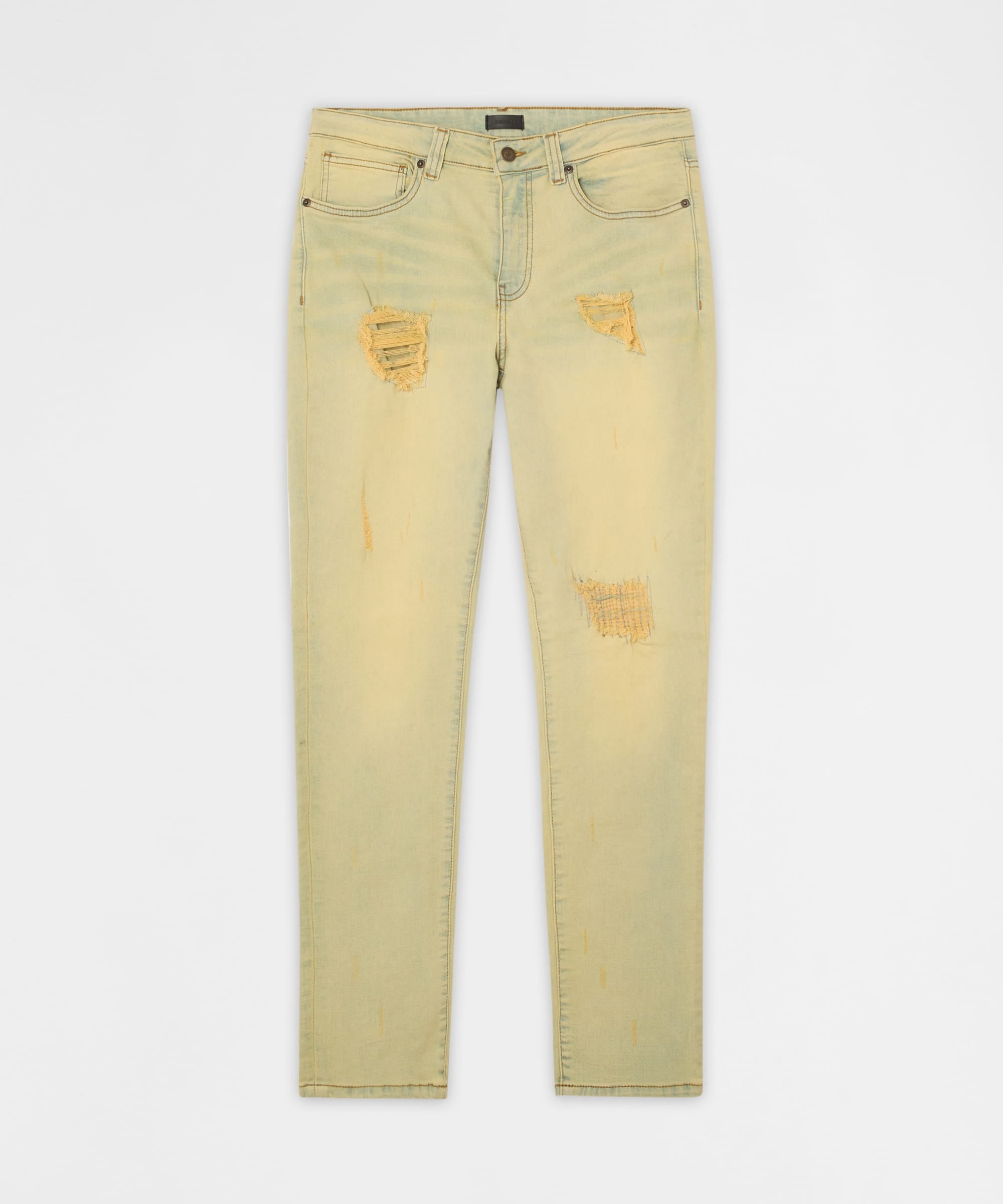 Mended Distressed Skinny Jeans - Light Blue